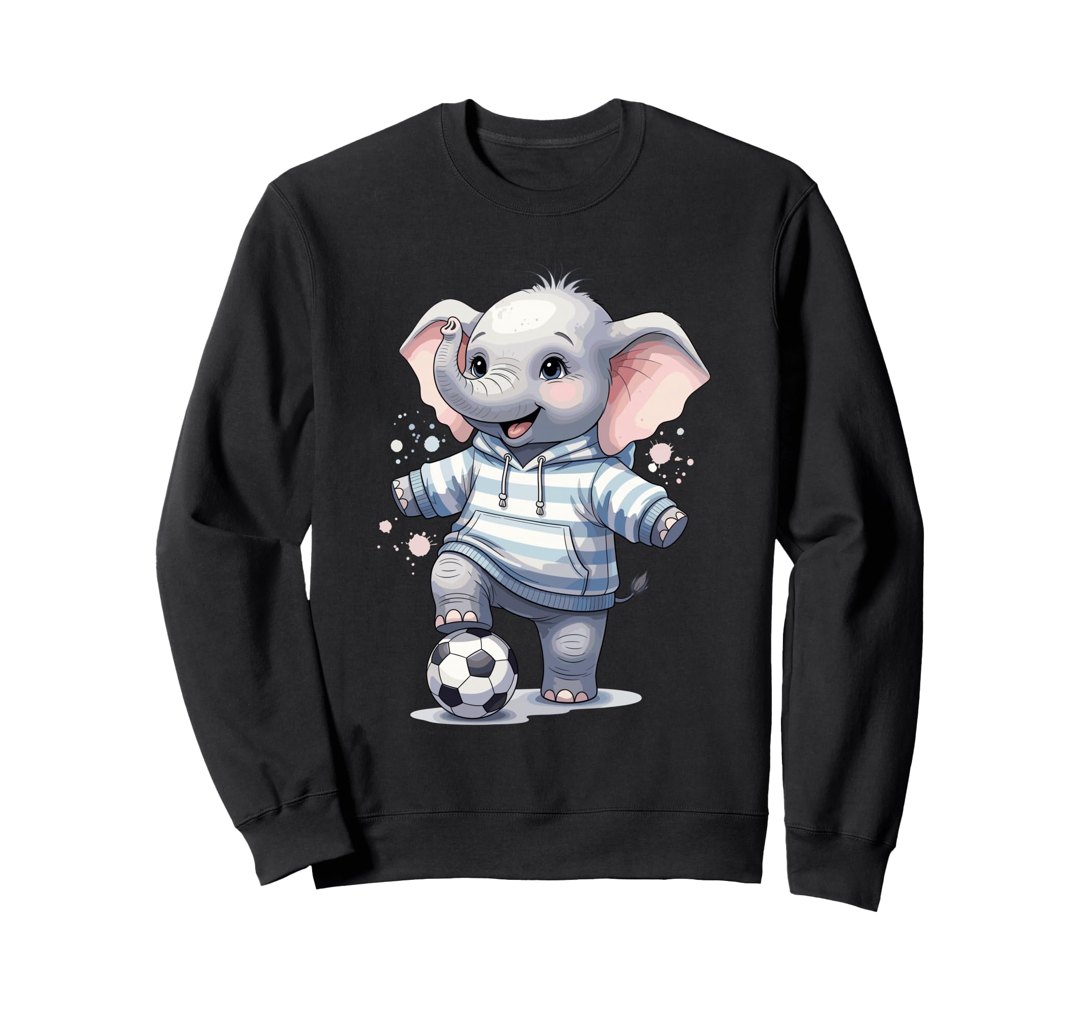 Elephant Soccer Player Striped Art Sweatshirt - Custom Art Print for Adults - T-Shirt, Sweatshirt, Hoodie