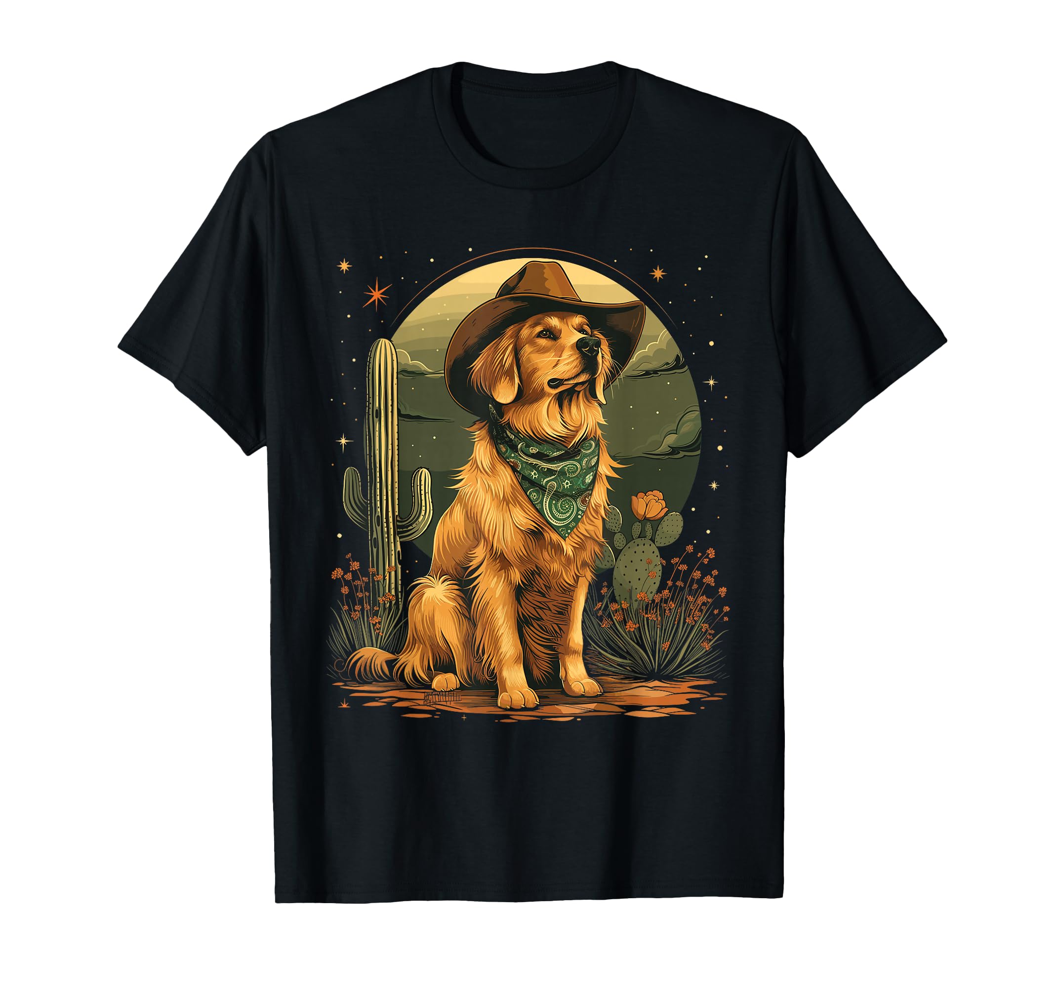 Golden Retriever Cowboy Dog Western Goldie T-Shirt - Trendy Graphic Unisex - T-Shirt, Sweatshirt, Hoodie