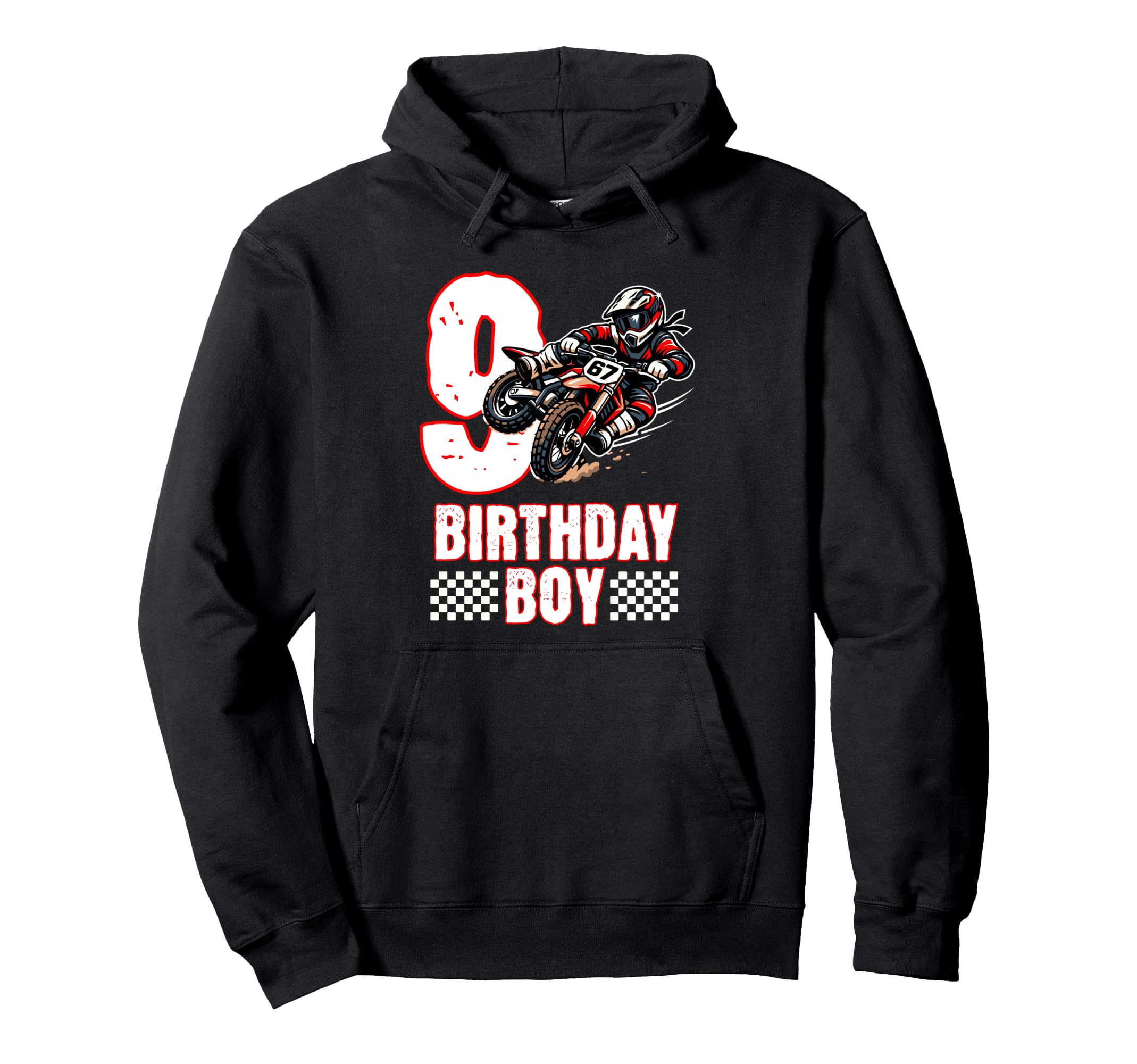 Motocross Birthday Dirt Bike 9Th Birthday Hoodie - Minimalist Print Unisex - T-Shirt, Sweatshirt, Hoodie