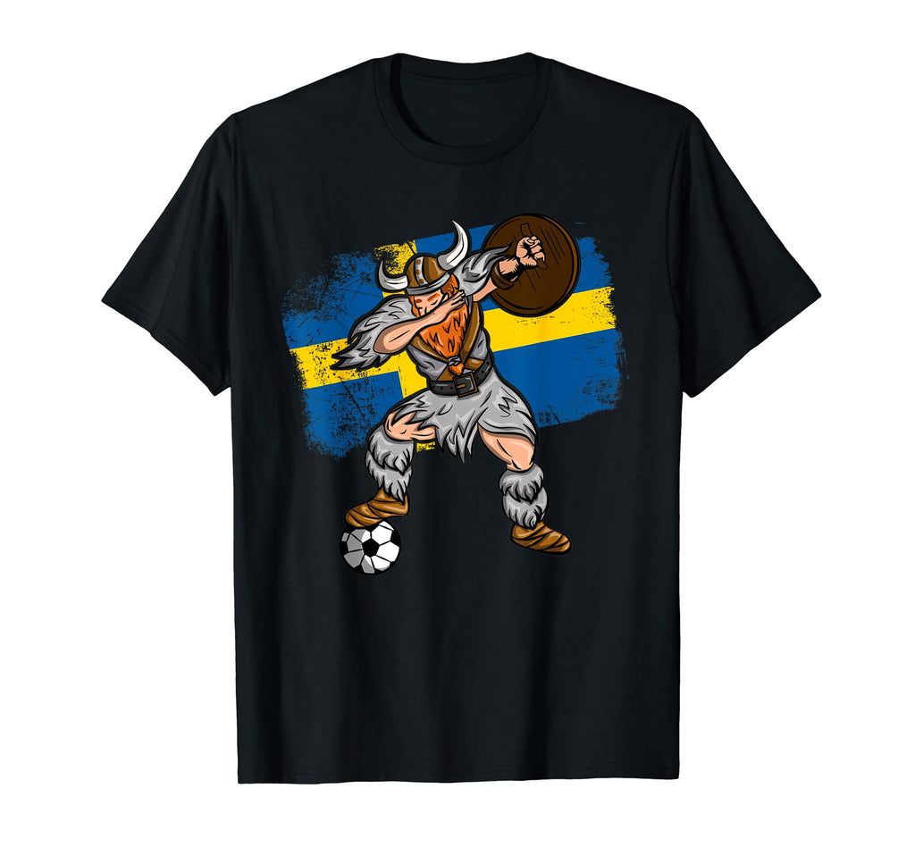 Swedish Flag Viking Dabbing Soccer T-Shirt - Unique Graphic Unisex - T-Shirt, Sweatshirt, Hoodie