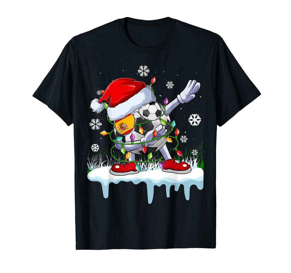 Funny Santa Dabbing Spain Soccer T-Shirt - Minimalist Print for Adults - T-Shirt, Sweatshirt, Hoodie