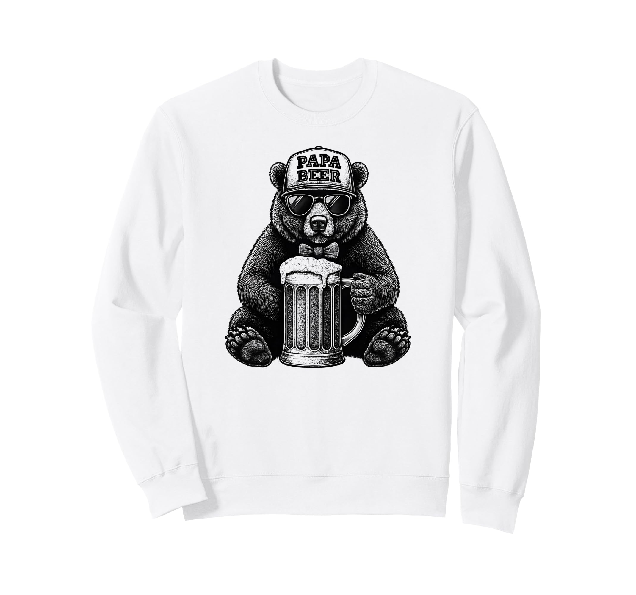 Papa Beer Funny Dad Bear Drinking Sweatshirt - Minimalist Print Unisex - T-Shirt, Sweatshirt, Hoodie