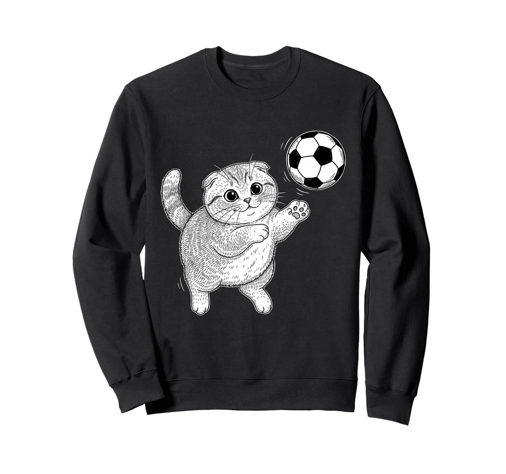 Soccer Kitten Playing Ball Funny Cat Sweatshirt - Trendy Graphic for Adults - T-Shirt, Sweatshirt, Hoodie