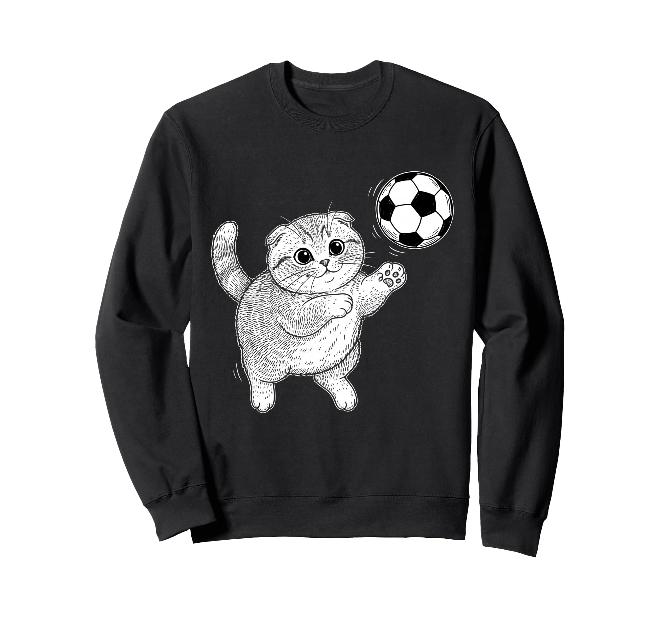 Soccer Kitten Playing Ball Funny Cat Sweatshirt - Trendy Graphic for Adults - T-Shirt, Sweatshirt, Hoodie