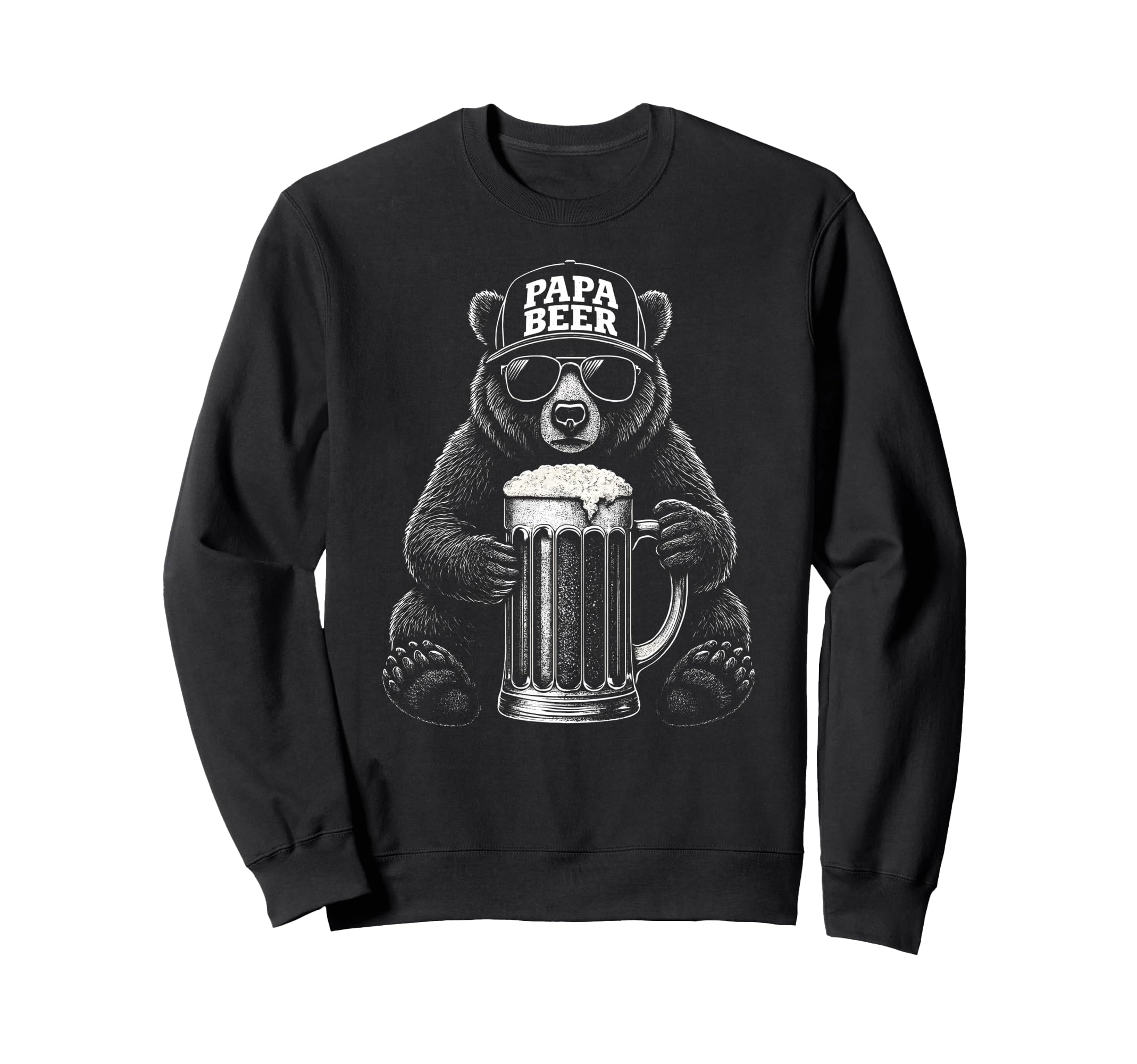 Papa Beer Funny Dad Bear Drinking Sweatshirt - Graphic Print Men Women - T-Shirt, Sweatshirt, Hoodie