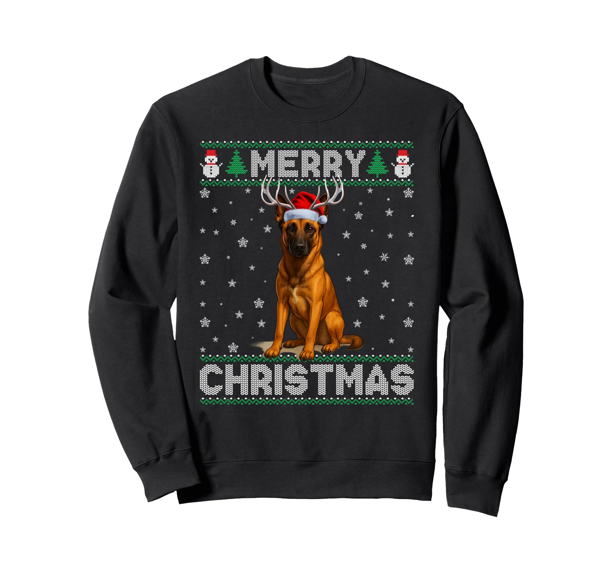 Belgian Malinois Santa Hat Ugly Dog Sweatshirt - Minimalist Print Men Women - T-Shirt, Sweatshirt, Hoodie