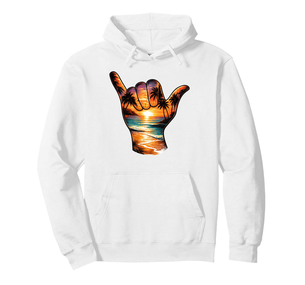 Shaka Hand Sign Hawaii Tropical Beach Hoodie - Casual Everyday Wear Unisex - T-Shirt, Sweatshirt, Hoodie