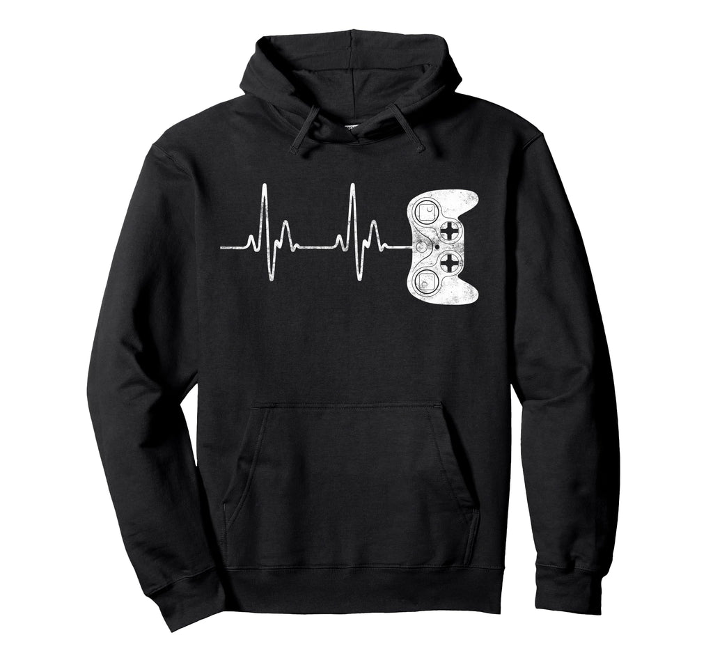 Gamer Heartbeat Video Game Lover Gift Hoodie - Graphic Print Men Women - T-Shirt, Sweatshirt, Hoodie