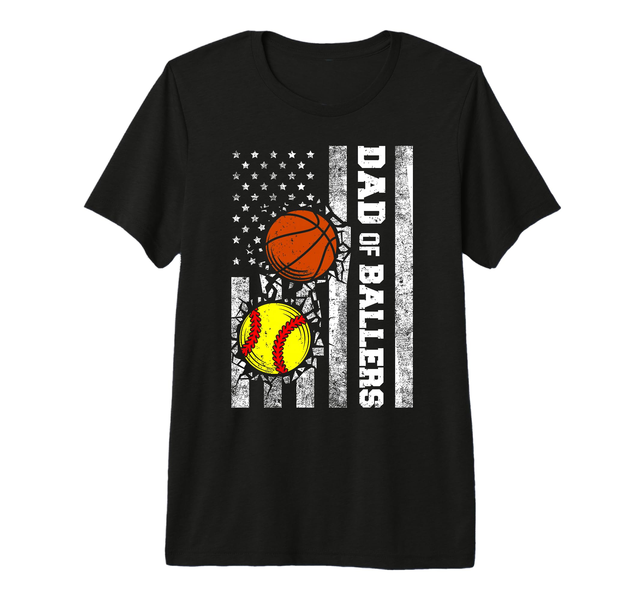 Mens Dad Ballers Funny Usa Flag Softball T-Shirt - Minimalist Print Unisex - T-Shirt, Sweatshirt, Hoodie