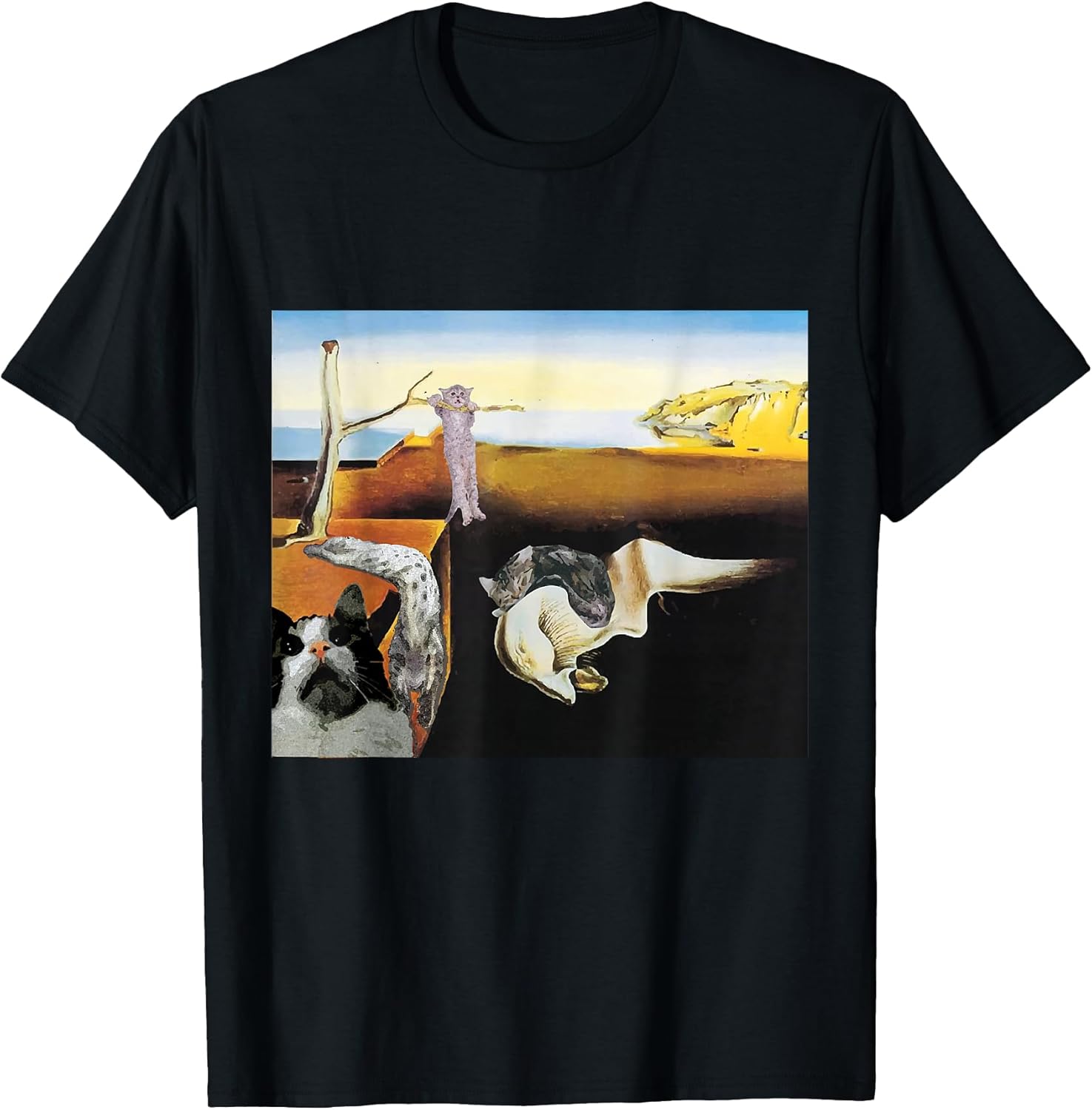 Funny cats painting The Persistence of Memory meowory - Adult & Kids T-Shirts, Sweatshirts & Hoodies apparel design preview 1