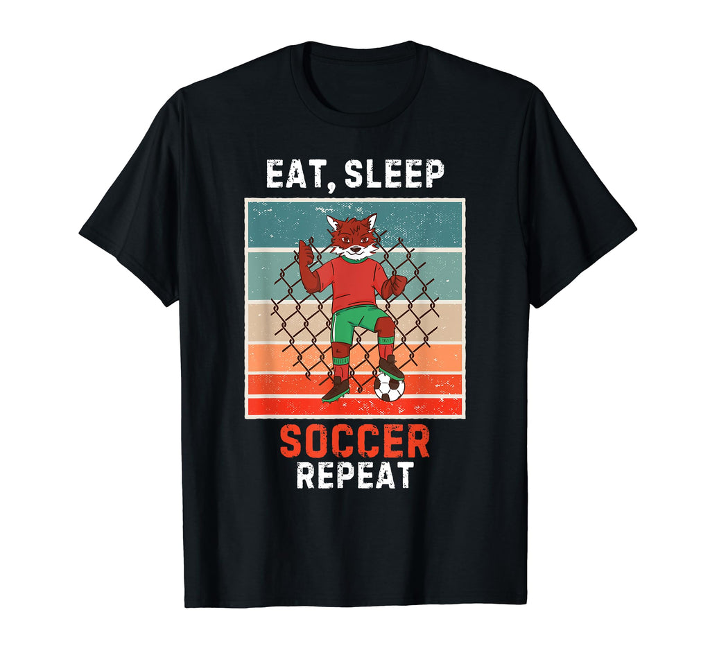Fox Eat Sleep Soccer Repeat Grunge Soccer T-Shirt - Trendy Graphic Unisex - T-Shirt, Sweatshirt, Hoodie