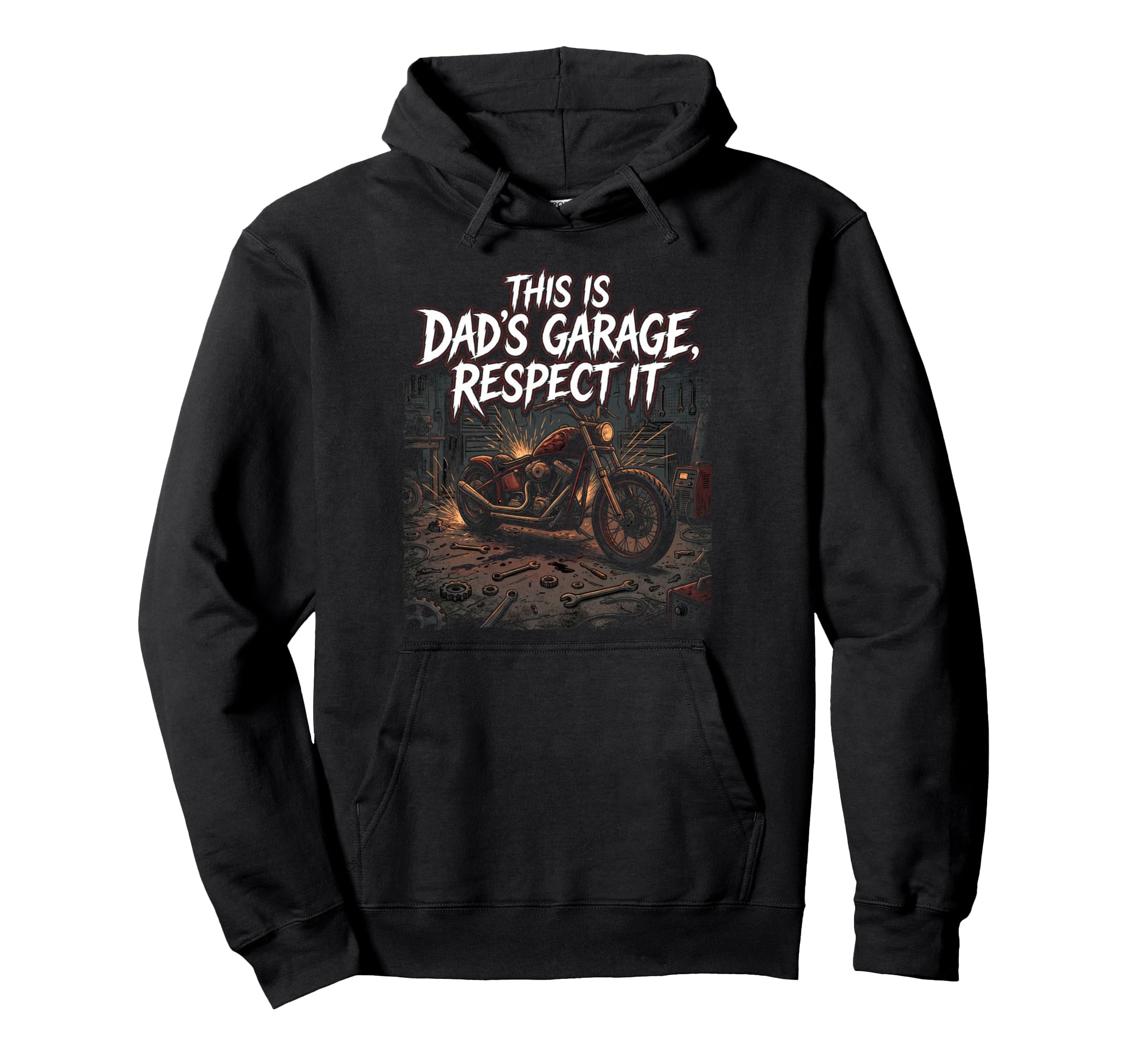 Garage Motorcycle Papa Rider Biker Dad Hoodie - Custom Art Print Unisex - T-Shirt, Sweatshirt, Hoodie