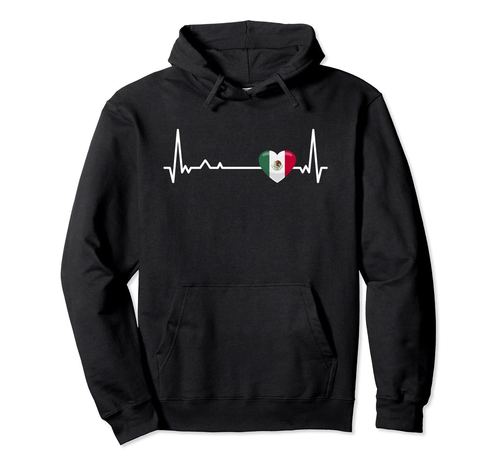 Heartbeat Mexico Flag Soccer Fan Hoodie - Minimalist Print for Adults - T-Shirt, Sweatshirt, Hoodie