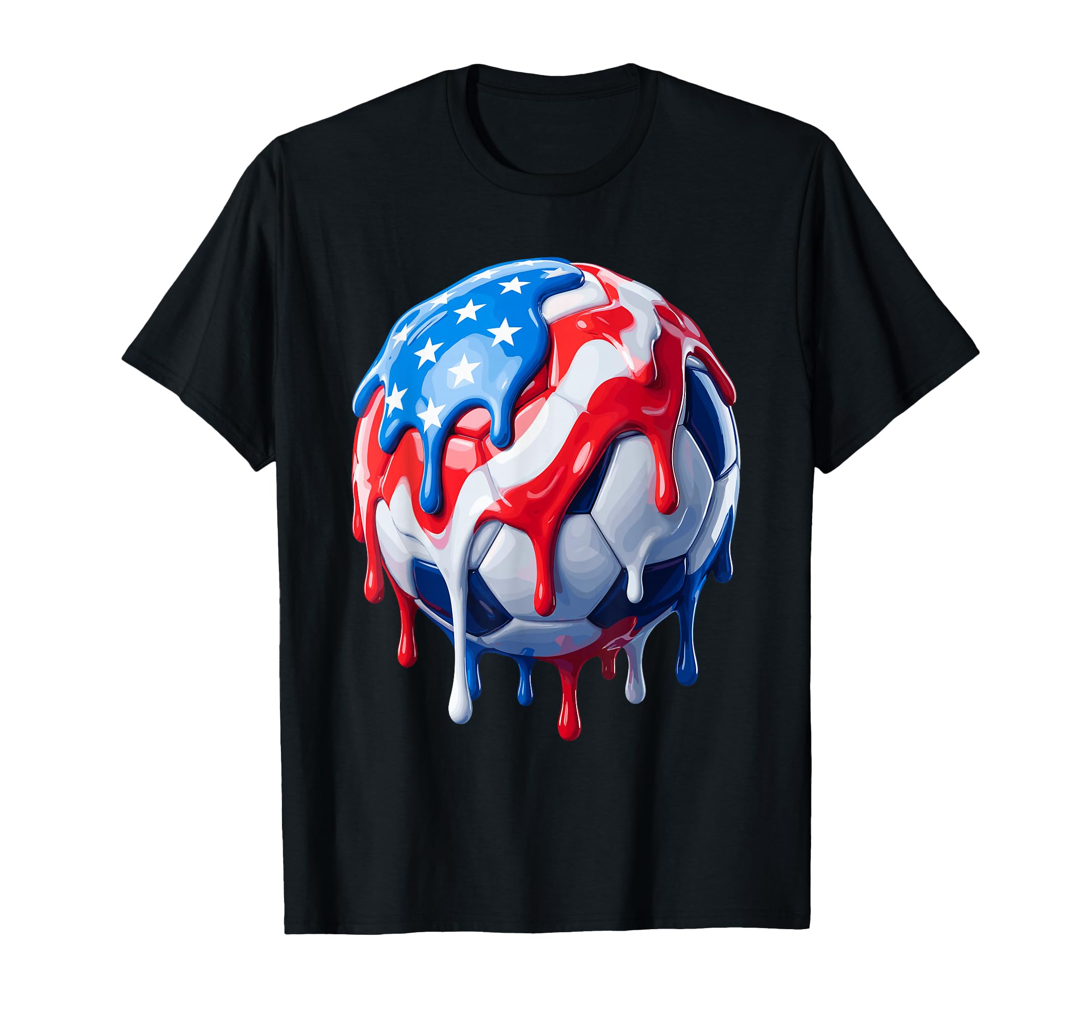 Red White And Blue Soccer Ball Ice Cream T-Shirt - Custom Art Print Unisex - T-Shirt, Sweatshirt, Hoodie