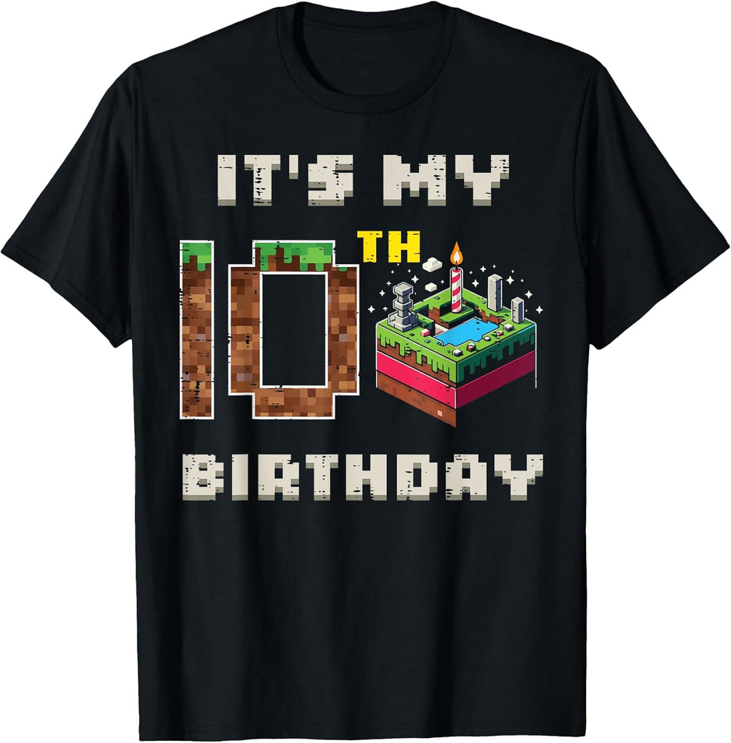 My 10th Birthday Pixel Game 10 Cake Gamer Boys Kid - Adult & Kids T-Shirts, Sweatshirts & Hoodies apparel design preview 1