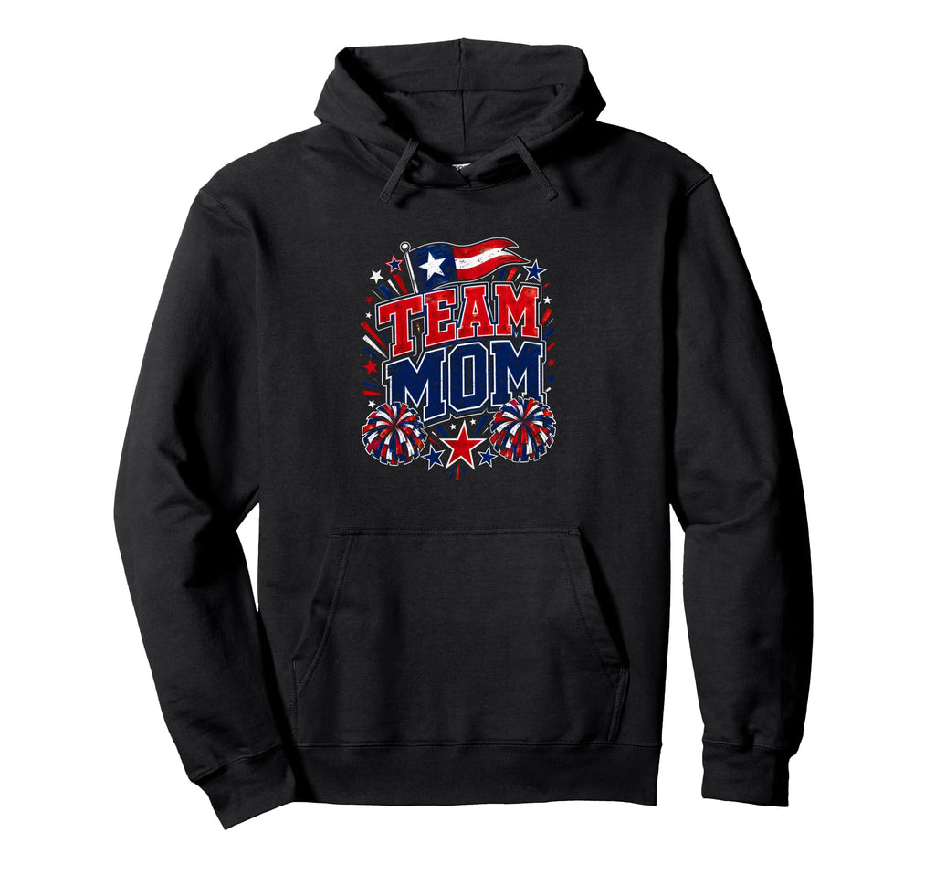 Team Mom Patriotic Mom Sports Pride Hoodie - Aesthetic Graphic for Adults - T-Shirt, Sweatshirt, Hoodie