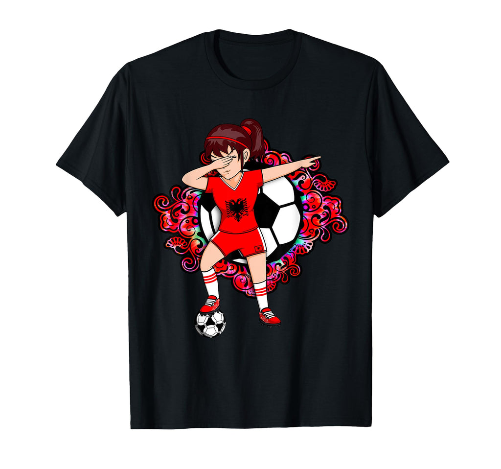 Dabbing Soccer Albania Jersey Floral T-Shirt - Custom Art Print Men Women - T-Shirt, Sweatshirt, Hoodie