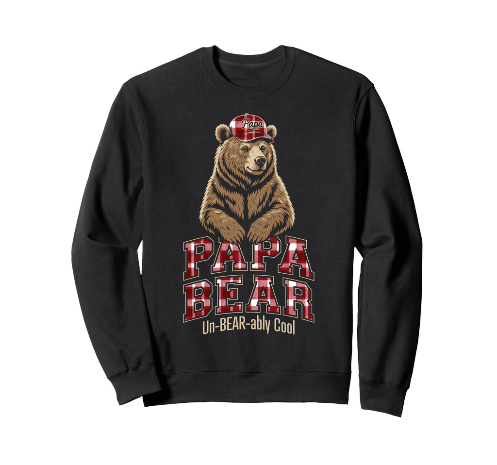 Papa Bear Red Plaid Pattern Sweatshirt - Novelty Apparel for Adults - T-Shirt, Sweatshirt, Hoodie