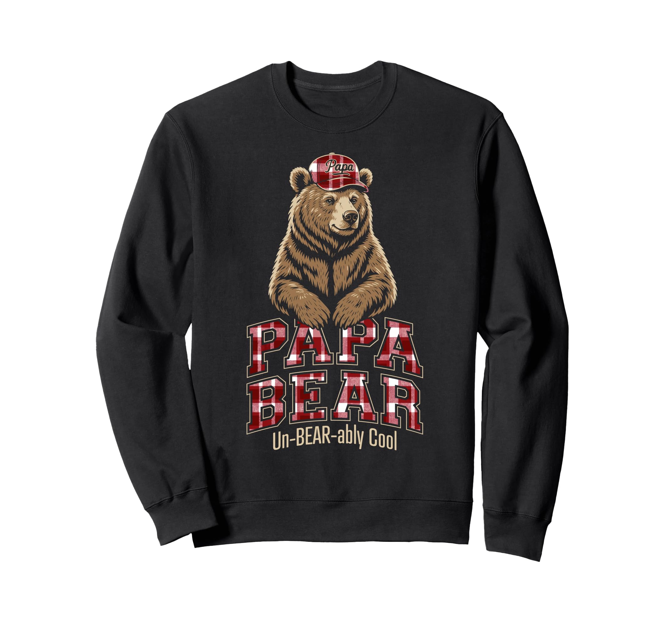 Papa Bear Red Plaid Pattern Sweatshirt - Novelty Apparel for Adults - T-Shirt, Sweatshirt, Hoodie