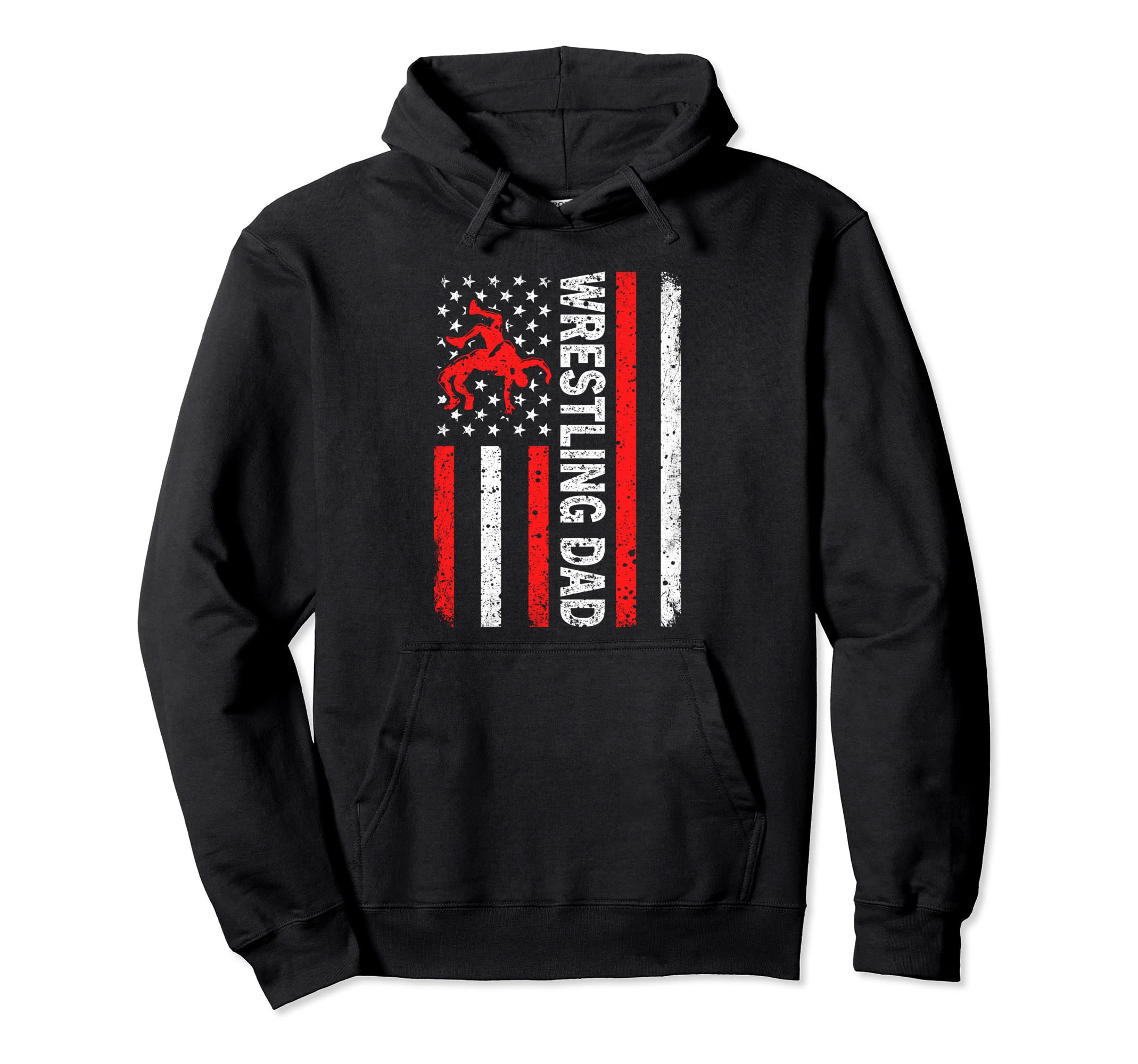 Wrestling Dad American Flag Dad Hoodie - Novelty Apparel for Adults - T-Shirt, Sweatshirt, Hoodie