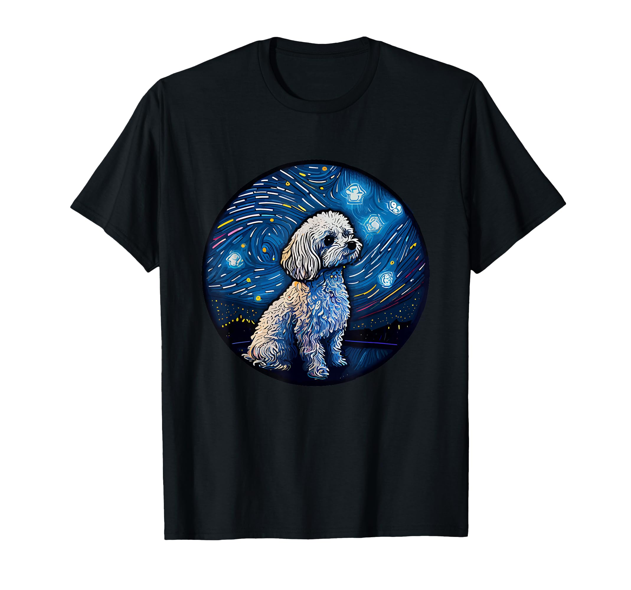 Maltipoo Starry Night Van Gogh T-Shirt - Casual Everyday Wear for Adults - T-Shirt, Sweatshirt, Hoodie