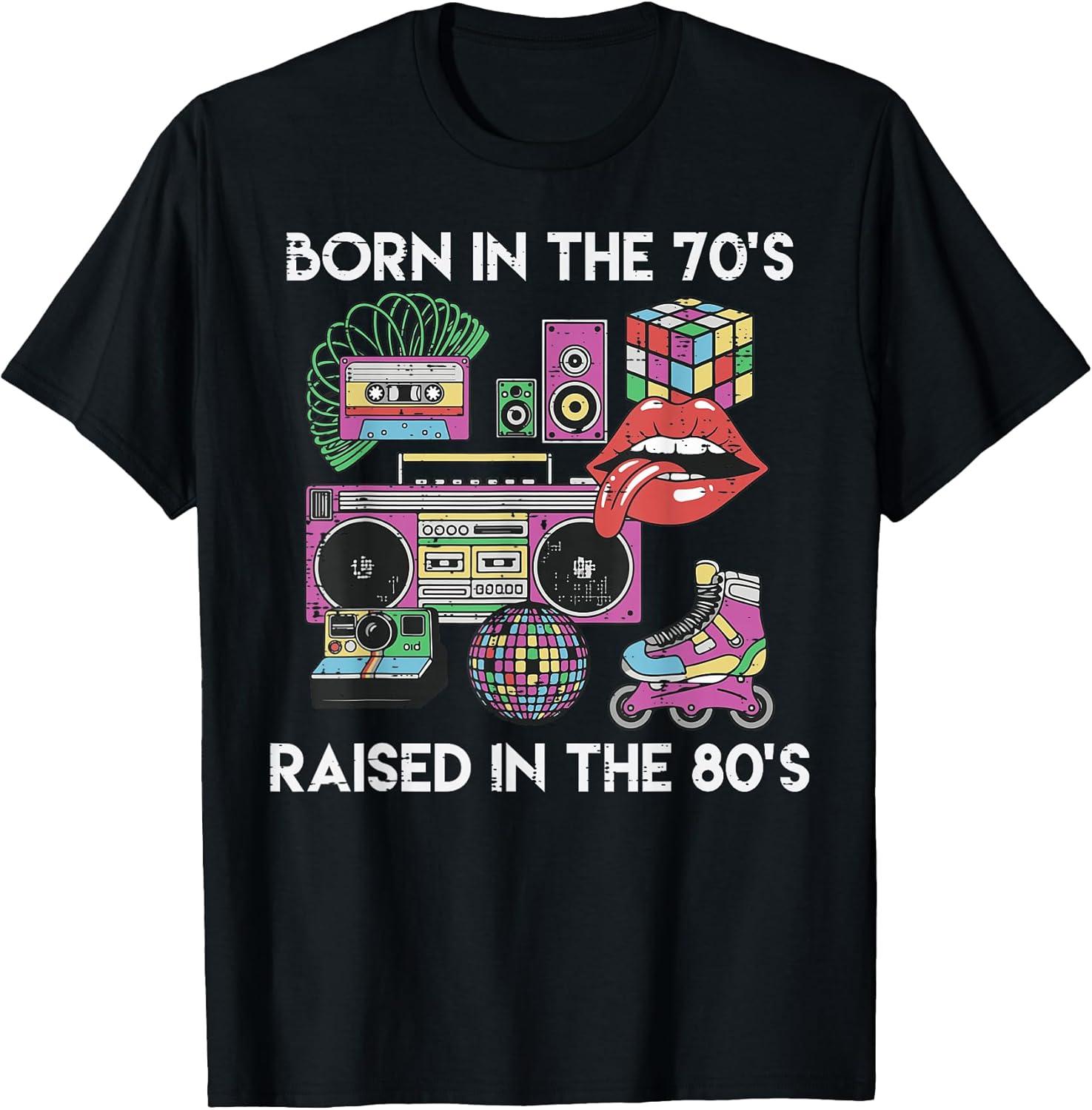 Born in 70s Raised 80s Cool Gen X Throwback Vibes Men - Adult & Kids T-Shirts, Sweatshirts & Hoodies apparel design preview 1