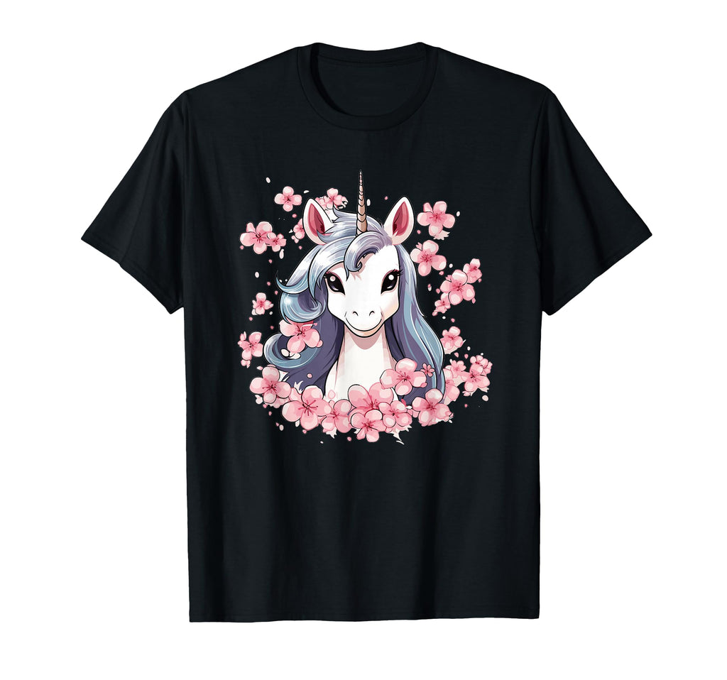 Unicorn Cherry Blossoms I Unicorn T-Shirt - Aesthetic Graphic Unisex - T-Shirt, Sweatshirt, Hoodie