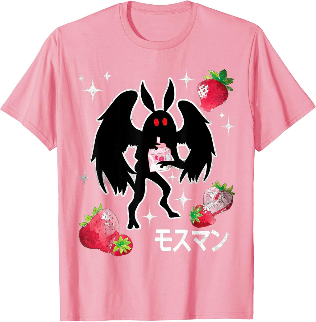 Mothman Kawaii Strawberry Milk Shake Carton - Adult & Kids T-Shirts, Sweatshirts & Hoodies apparel design preview 1