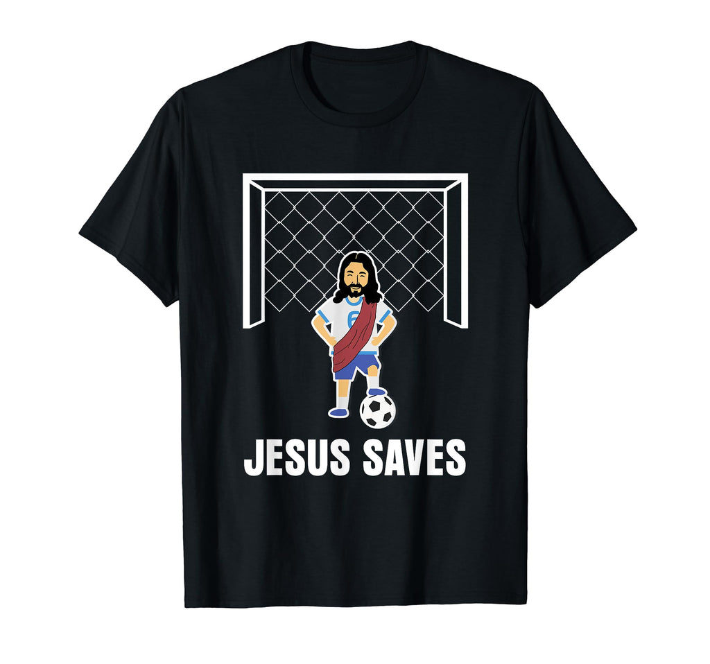 Jesus Saves Funny Christian Goalie T-Shirt - Minimalist Print Men Women - T-Shirt, Sweatshirt, Hoodie