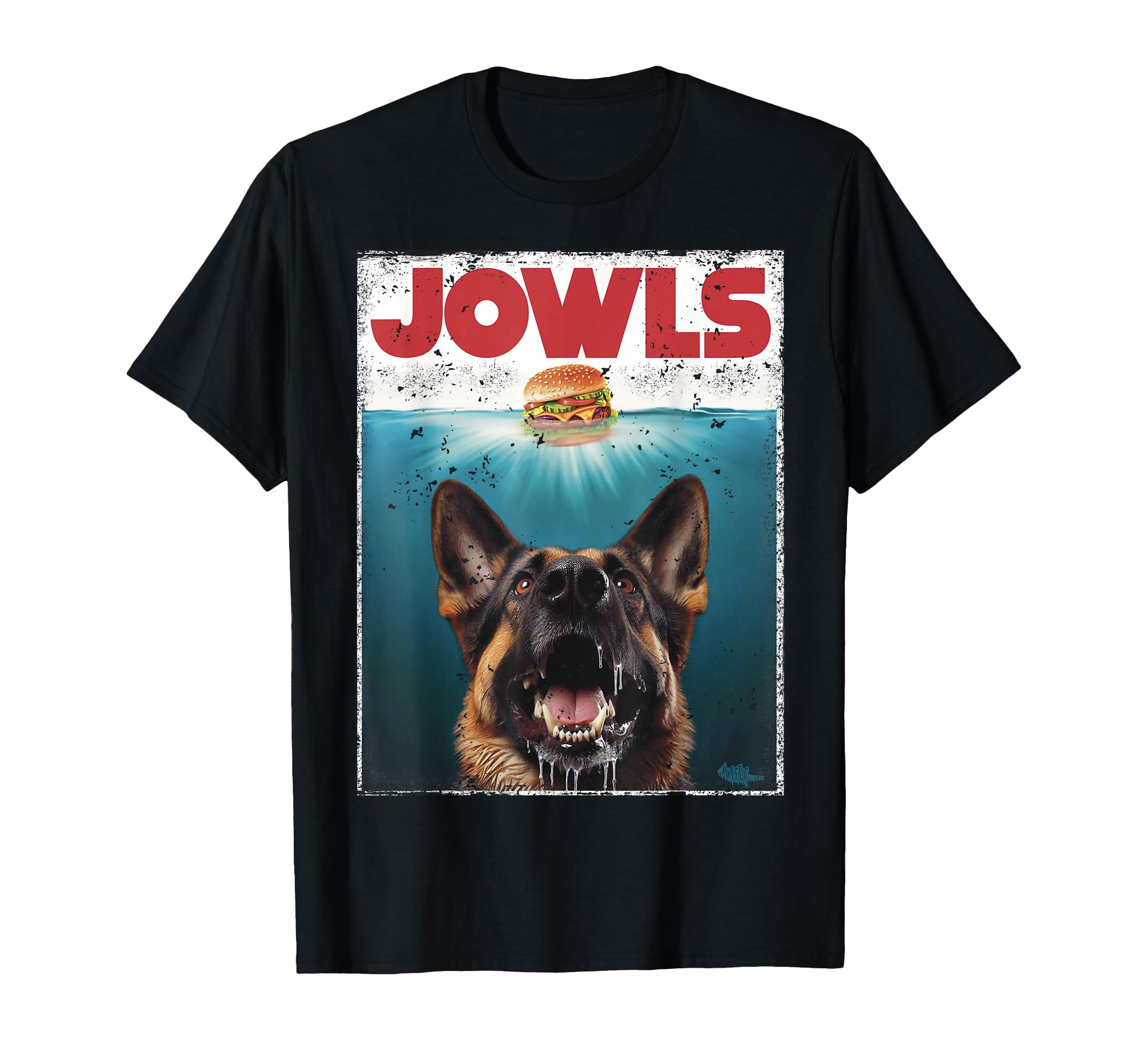 Funny German Shepherd Jowls Hamburger T-Shirt - Streetwear Style Unisex - T-Shirt, Sweatshirt, Hoodie