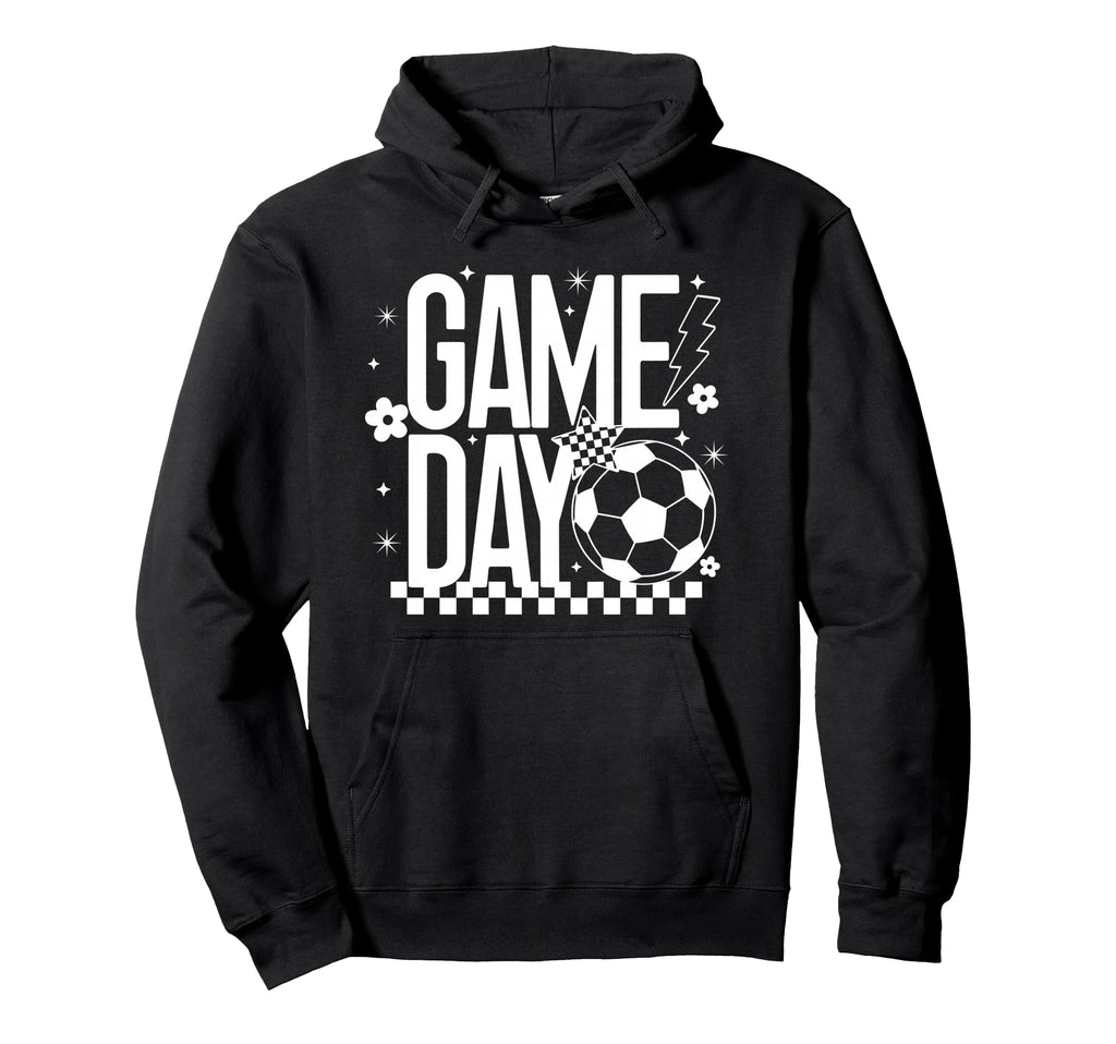 Game Day Soccer Season Mom Checkered Hoodie - Novelty Apparel for Adults - T-Shirt, Sweatshirt, Hoodie