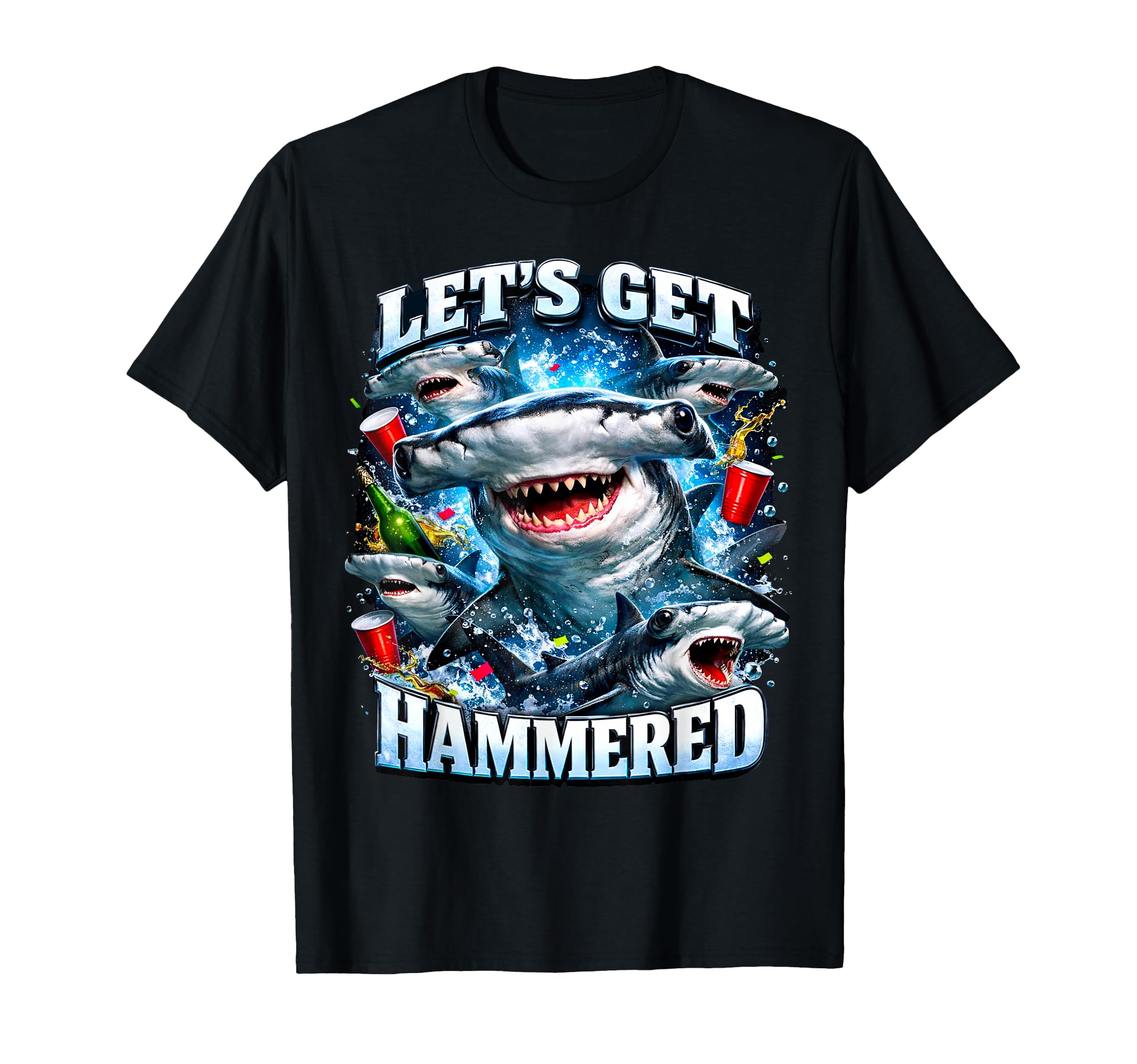 Lets Get Hammered Hammerhead Shark Pun Dad T-Shirt - Unique Graphic Unisex - T-Shirt, Sweatshirt, Hoodie