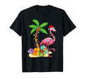 Flamingo Santa Hat Palm Tree Merry T-Shirt - Custom Art Print for Adults - T-Shirt, Sweatshirt, Hoodie