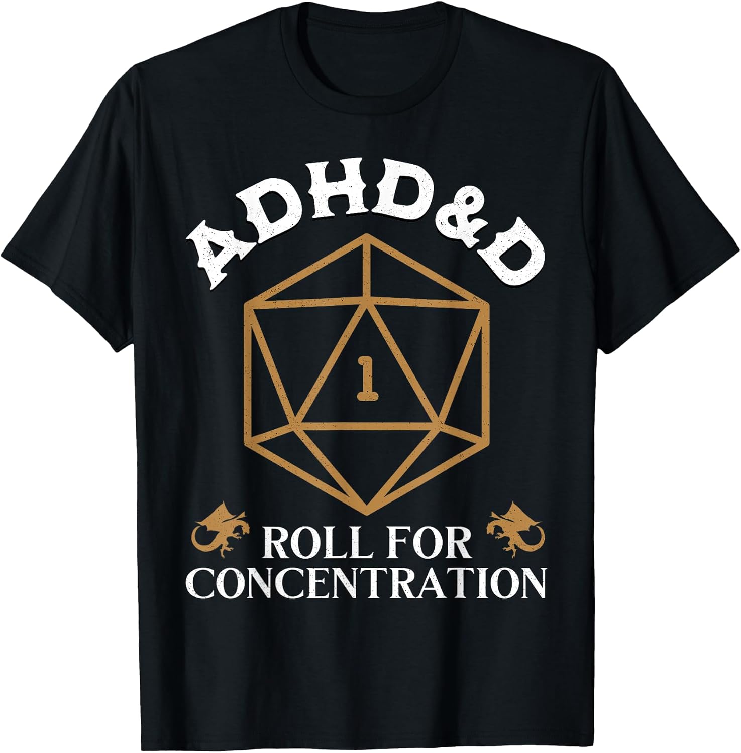 Vintage ADHD&D Roll for Concentration DND Men Women - Adult & Kids T-Shirts, Sweatshirts & Hoodies apparel design preview 1