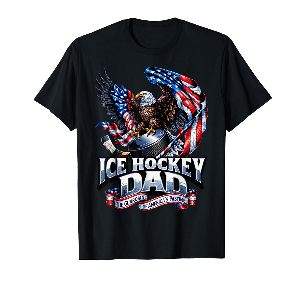 Proud Ice Hockey Dad American Flag T-Shirt - Aesthetic Graphic for Adults - T-Shirt, Sweatshirt, Hoodie