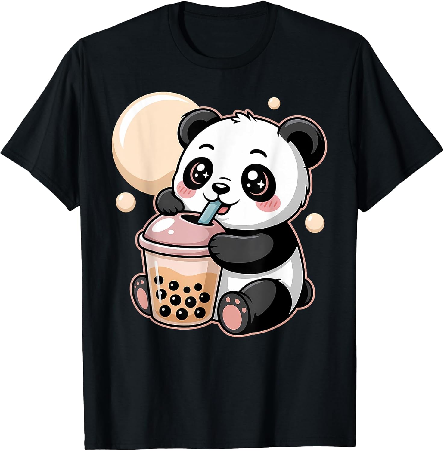 Cute Kawaii Panda Drinking Boba Bubble Tea Aesthetic - Adult & Kids T-Shirts, Sweatshirts & Hoodies apparel design preview 1