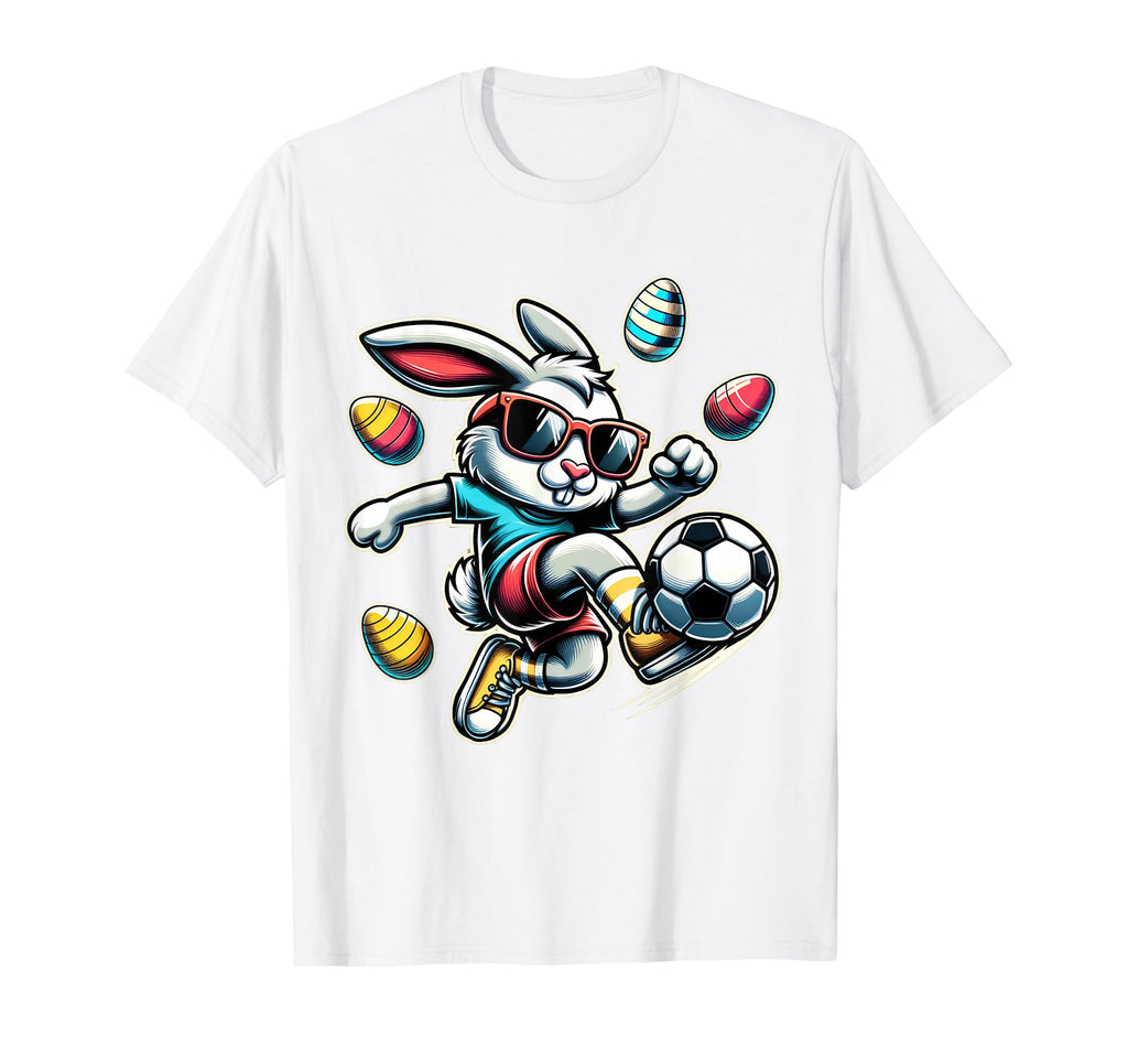 Happy Easter Soccer Easter Bunny Funny T-Shirt - Minimalist Print Unisex - T-Shirt, Sweatshirt, Hoodie