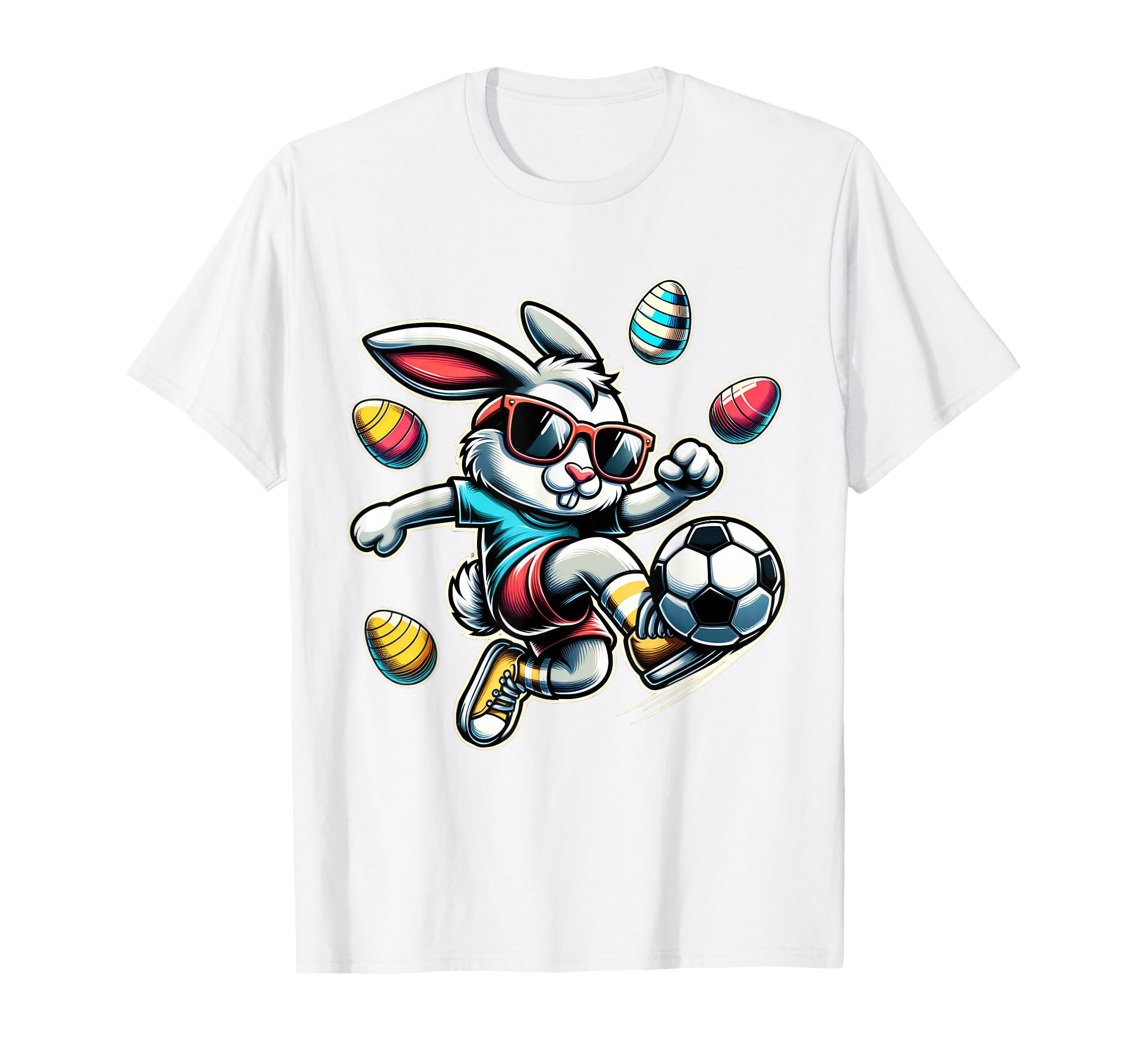 Happy Easter Soccer Easter Bunny Funny T-Shirt - Minimalist Print Unisex - T-Shirt, Sweatshirt, Hoodie