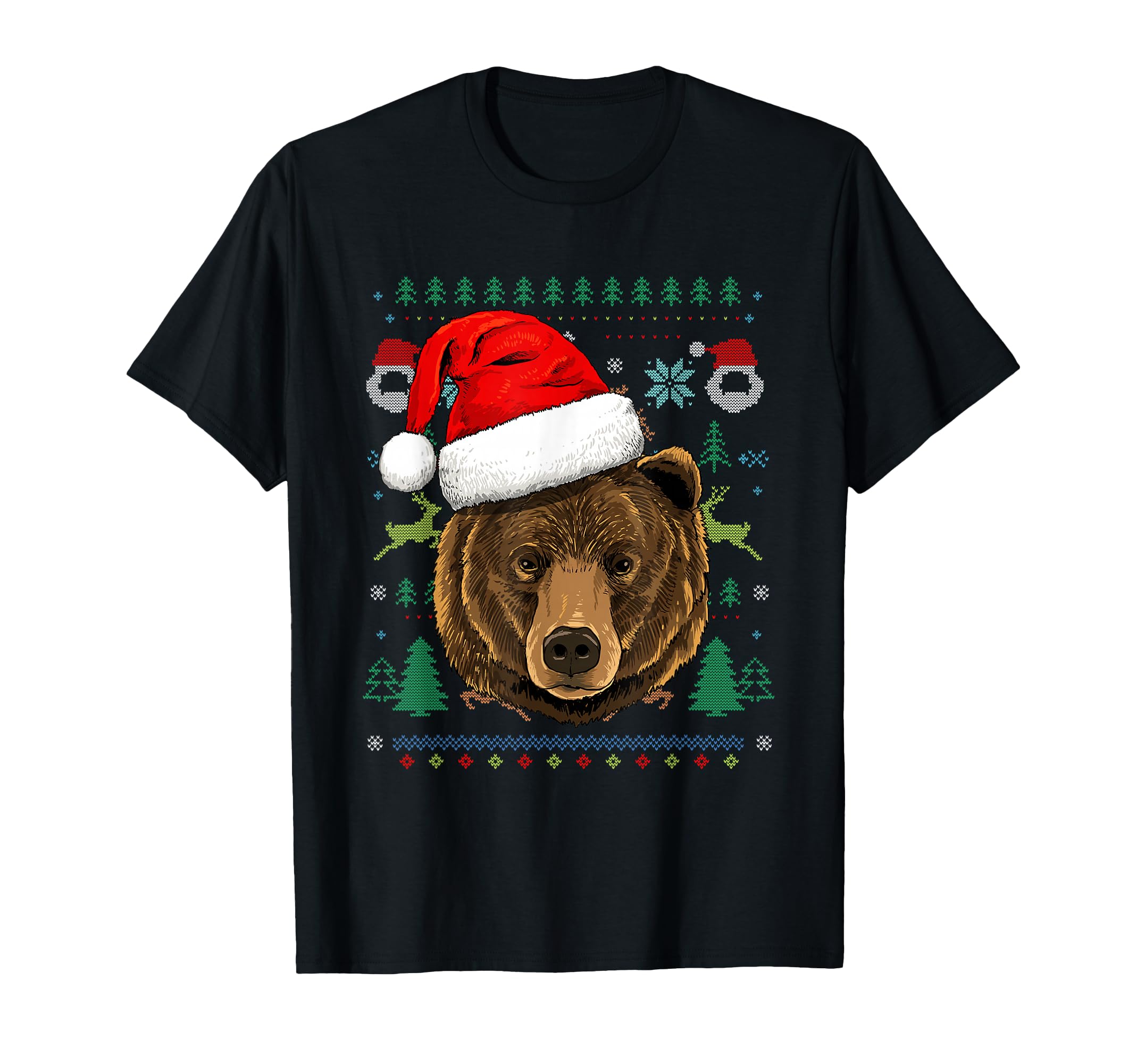 Bear Ugly Santa Hat T-Shirt - Minimalist Print Unisex - T-Shirt, Sweatshirt, Hoodie