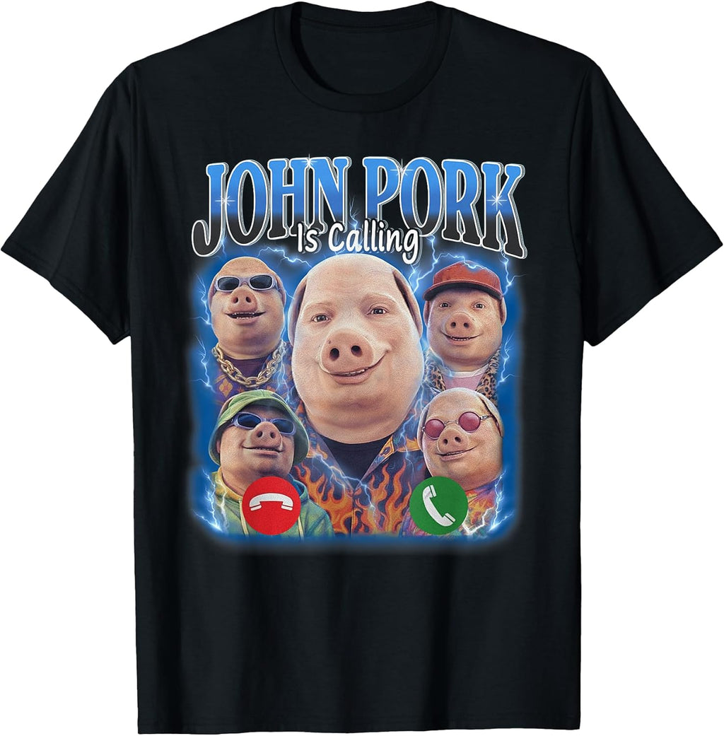 Funny John Pork is Calling Meme Vintage Bootleg - Adult & Kids T-Shirts, Sweatshirts & Hoodies apparel design preview 1