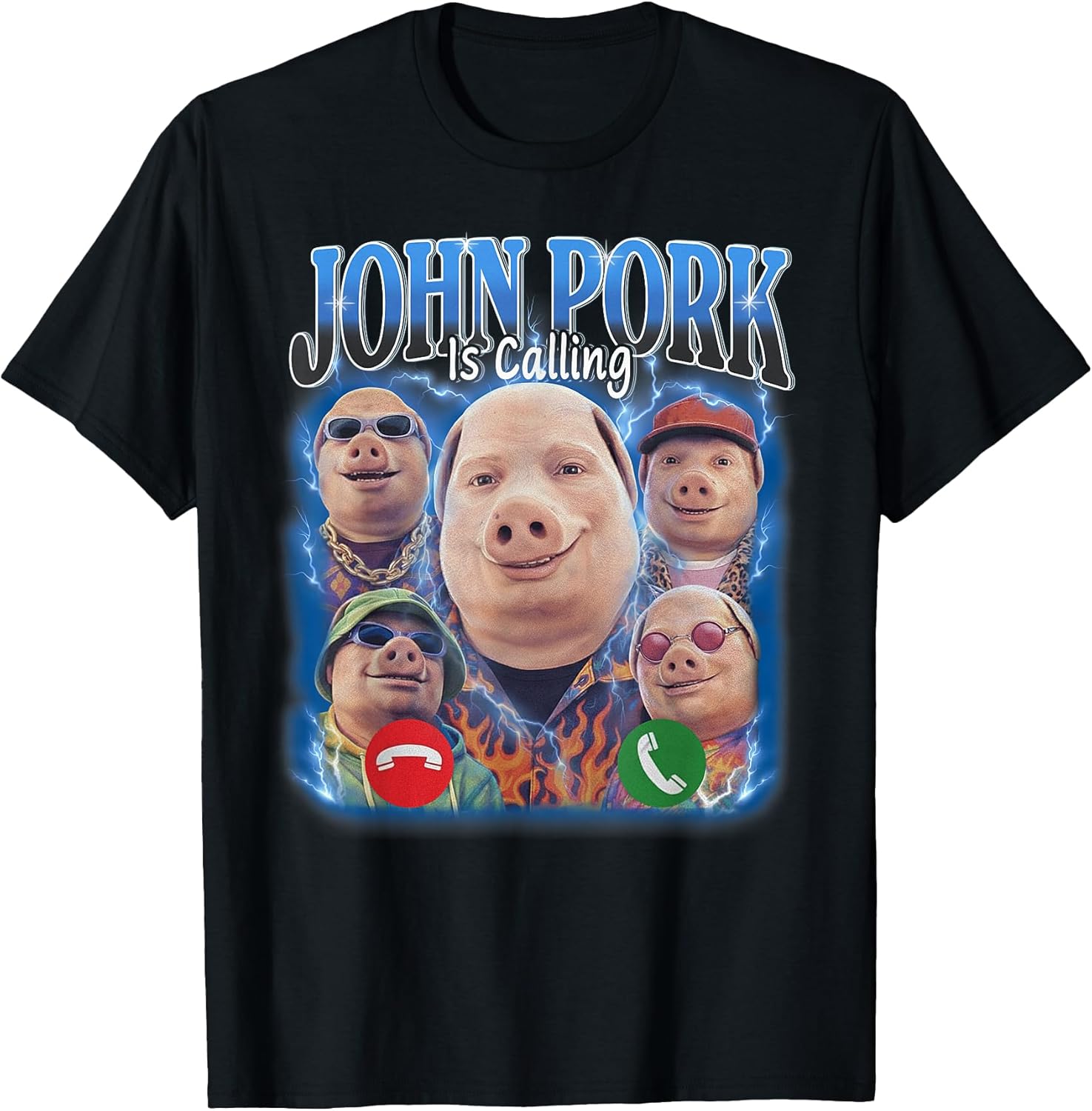 Funny John Pork is Calling Meme Vintage Bootleg - Adult & Kids T-Shirts, Sweatshirts & Hoodies apparel design preview 1