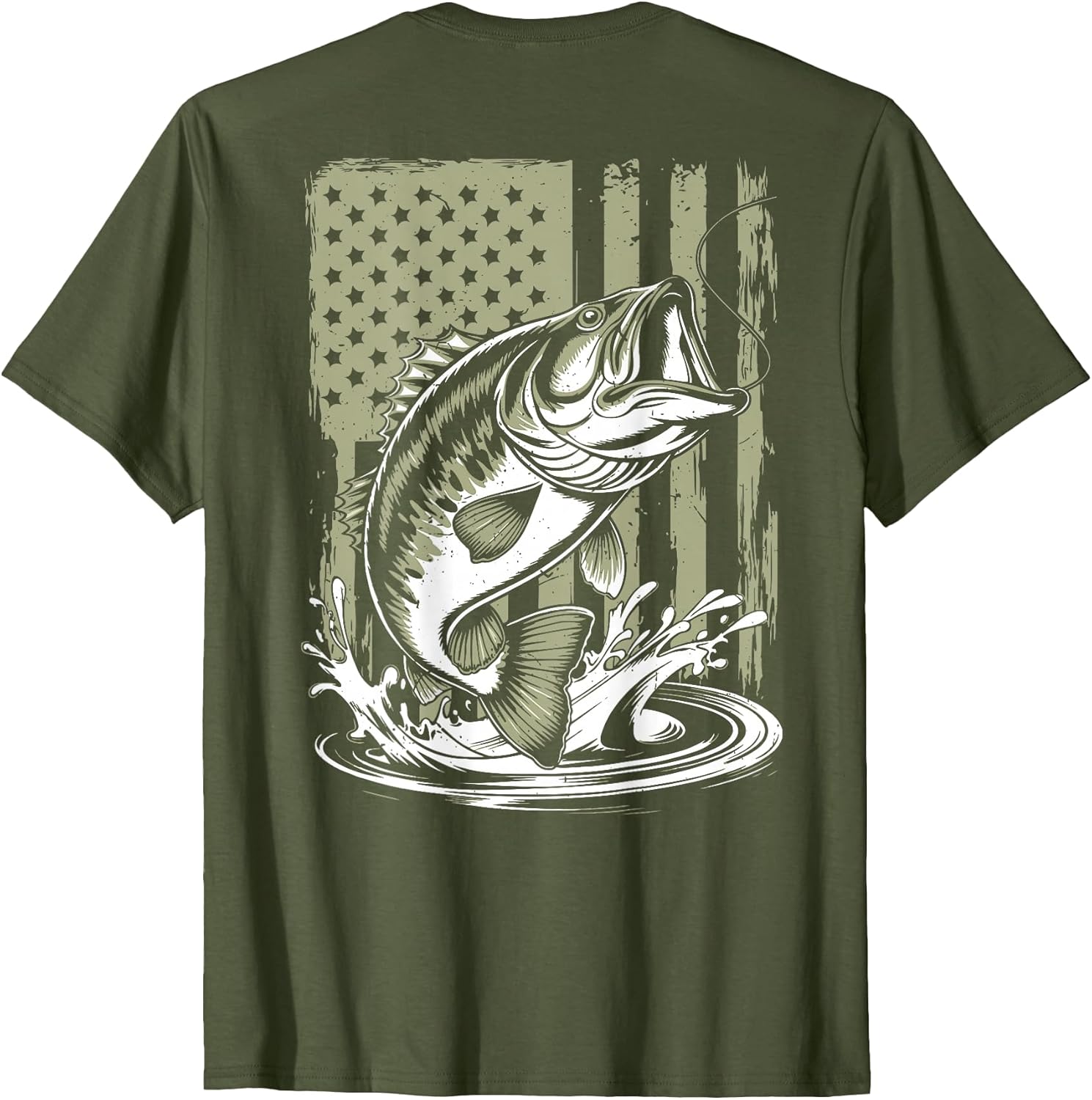 Fishing Camo Bass Fish American Flag Men's Graphic - Adult & Kids T-Shirts, Sweatshirts & Hoodies apparel design preview 1
