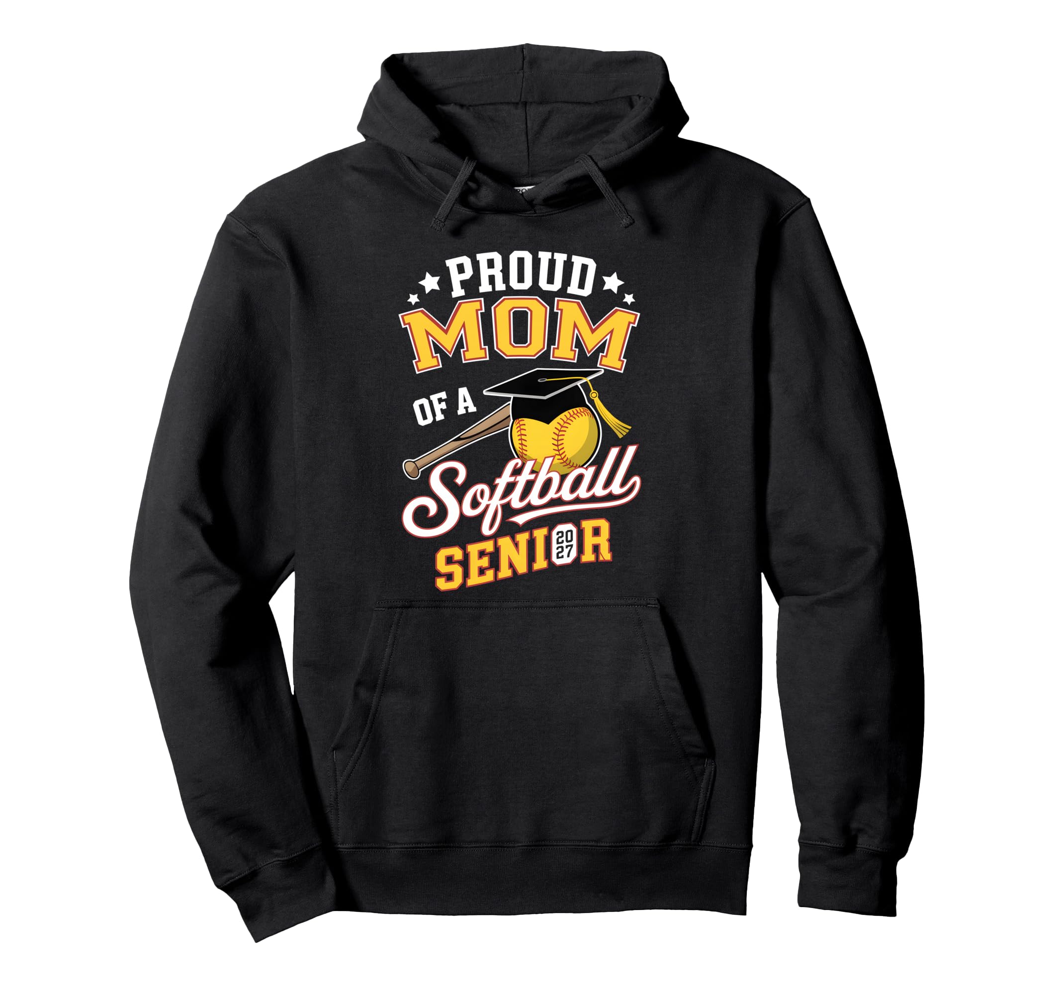 Proud Mom Softball Senior 2027 Graduate Hoodie - Trendy Graphic Unisex - T-Shirt, Sweatshirt, Hoodie
