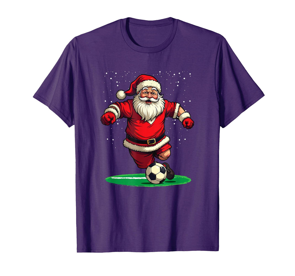 Santa Playing Soccer Football Fan T-Shirt - Minimalist Print for Adults - T-Shirt, Sweatshirt, Hoodie