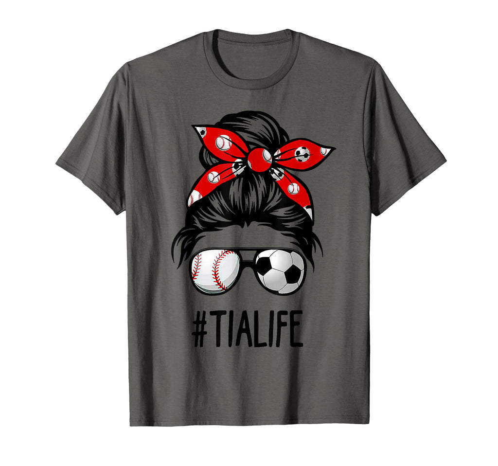 Bleached Tia Life Soccer Messy Bun T-Shirt - Novelty Apparel Unisex - T-Shirt, Sweatshirt, Hoodie