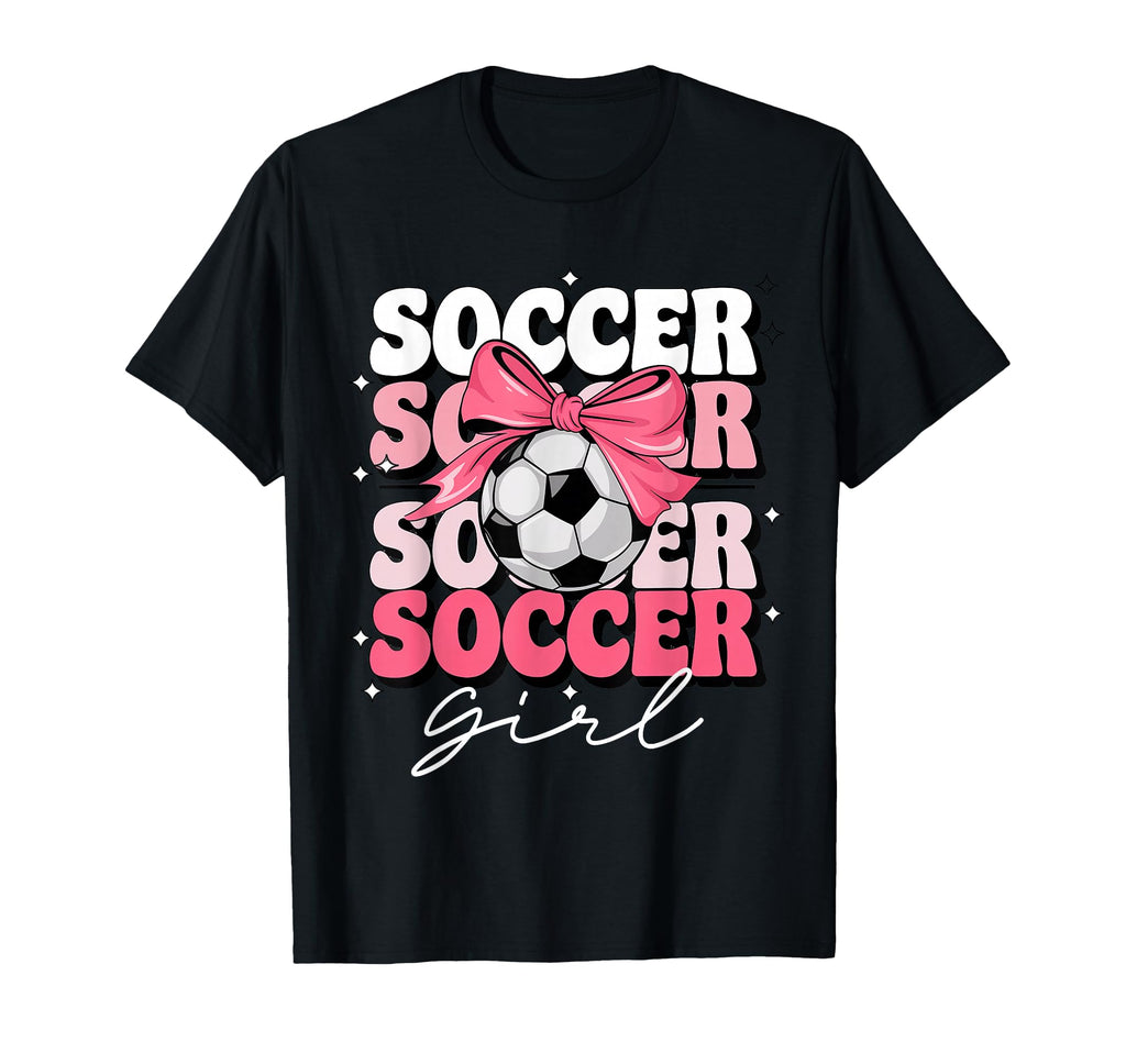 Groovy Soccer Coquette Bow Soccer T-Shirt - Trendy Graphic Men Women - T-Shirt, Sweatshirt, Hoodie