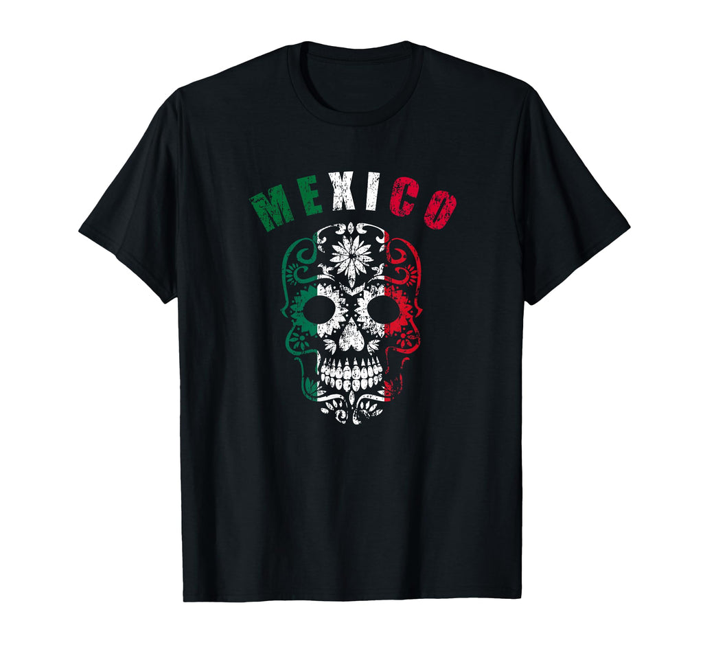 Mexico Sugar Flower Skull T-Shirt - Casual Everyday Wear for Adults - T-Shirt, Sweatshirt, Hoodie