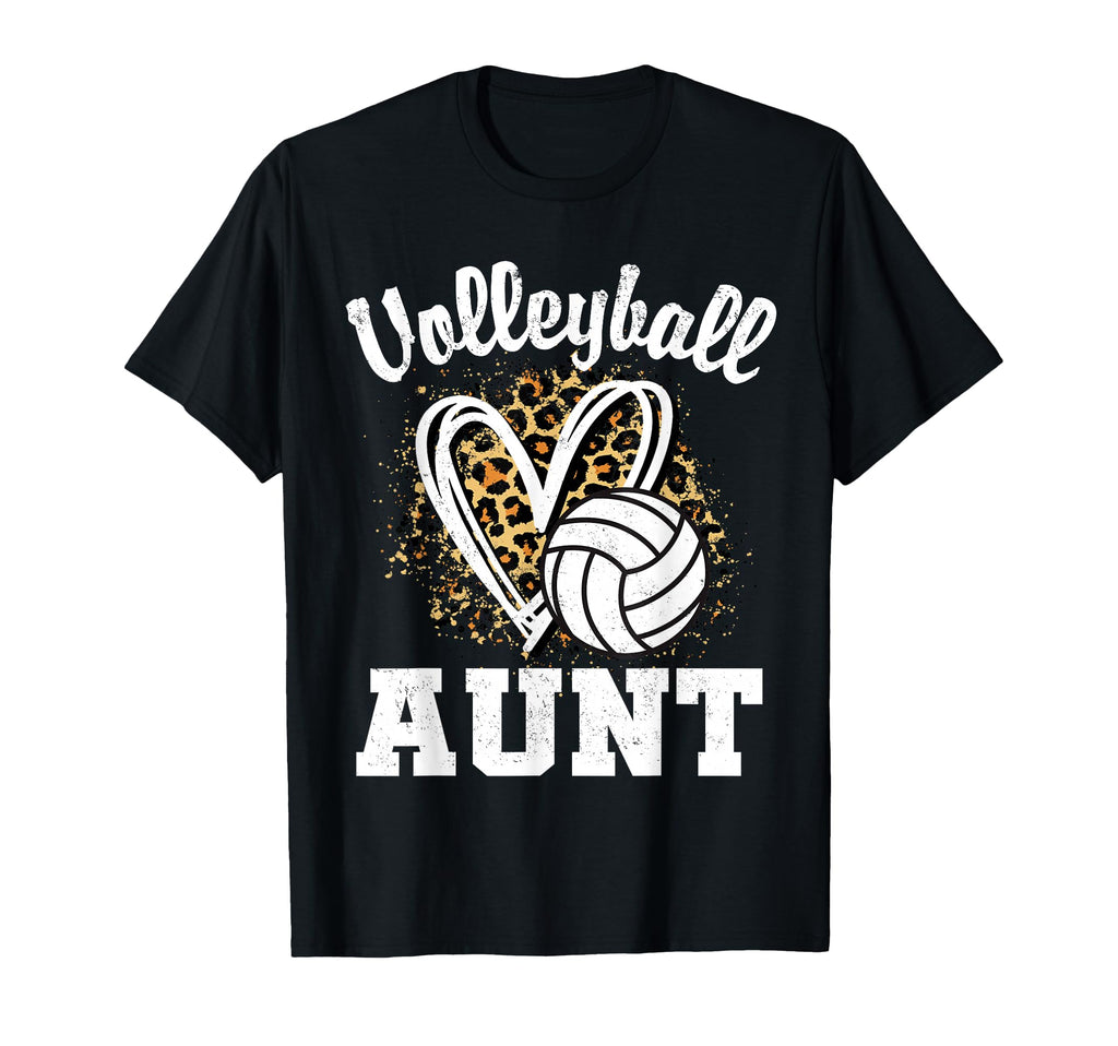 Leopard Heart Volleyball Auntie Hoodie - Custom Art Print Unisex - T-Shirt, Sweatshirt, Hoodie