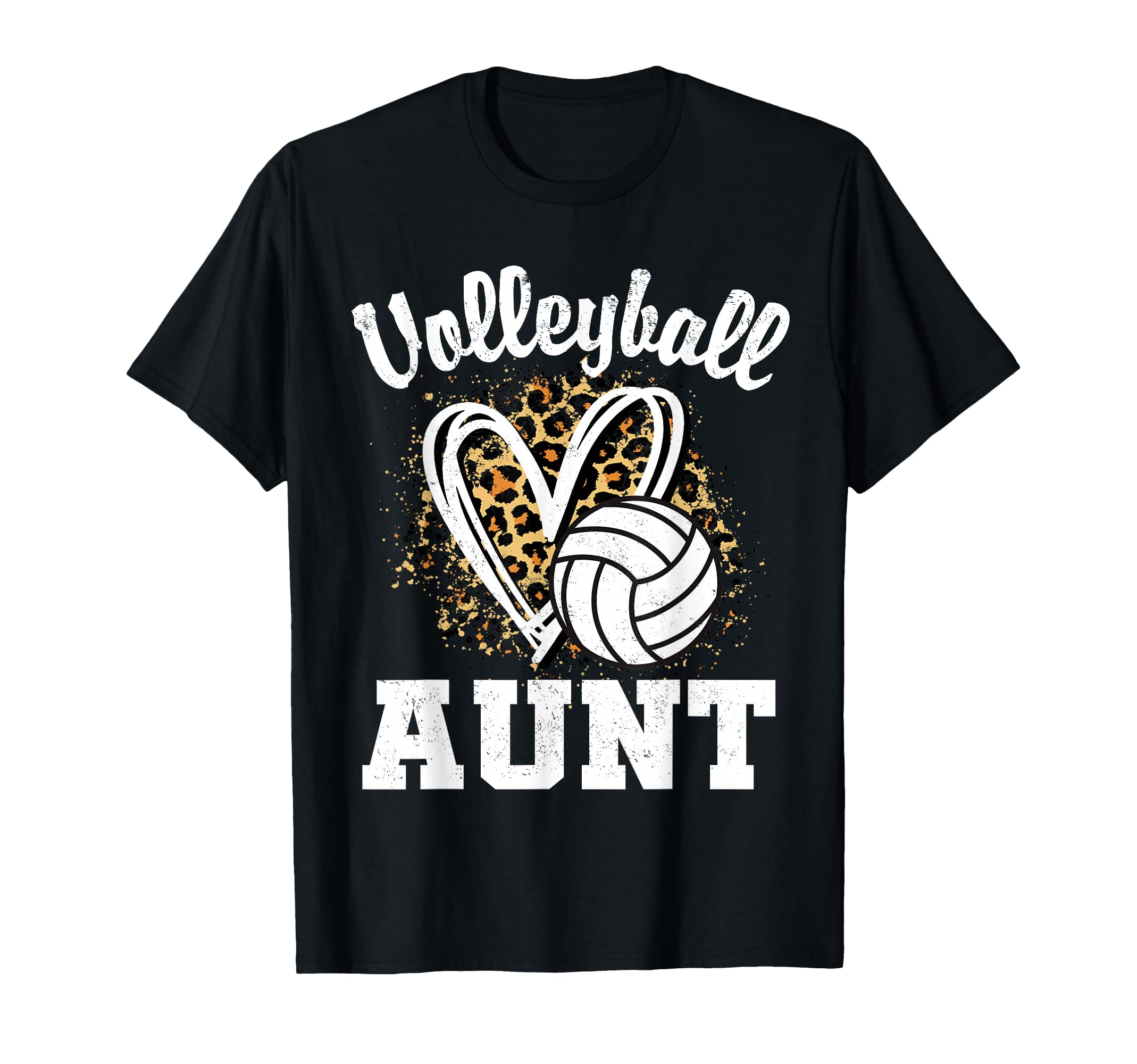 Leopard Heart Volleyball Auntie Hoodie - Custom Art Print Unisex - T-Shirt, Sweatshirt, Hoodie