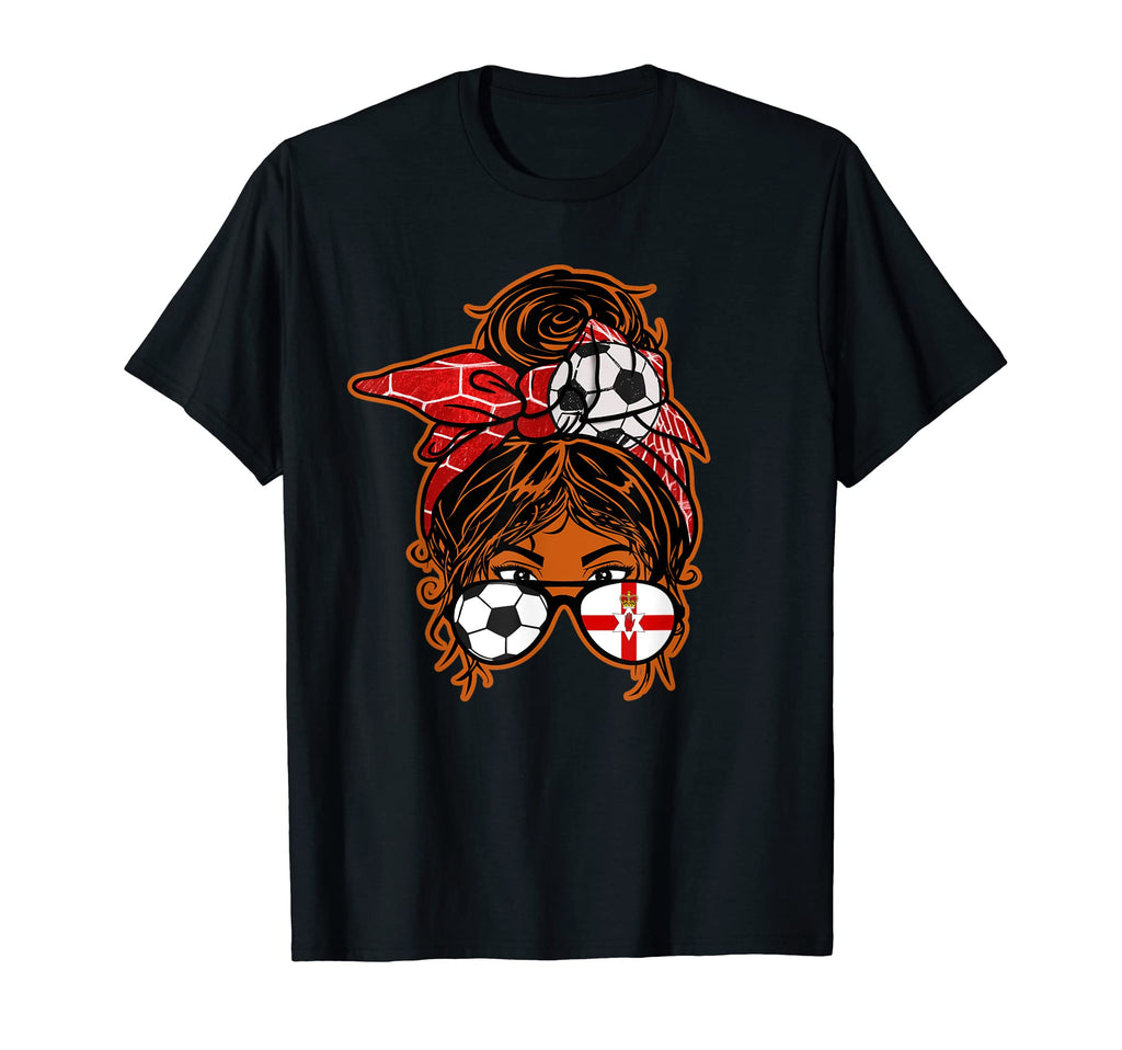 Messy Bun Brown Skin Soccer Northern T-Shirt - Minimalist Print for Adults - T-Shirt, Sweatshirt, Hoodie